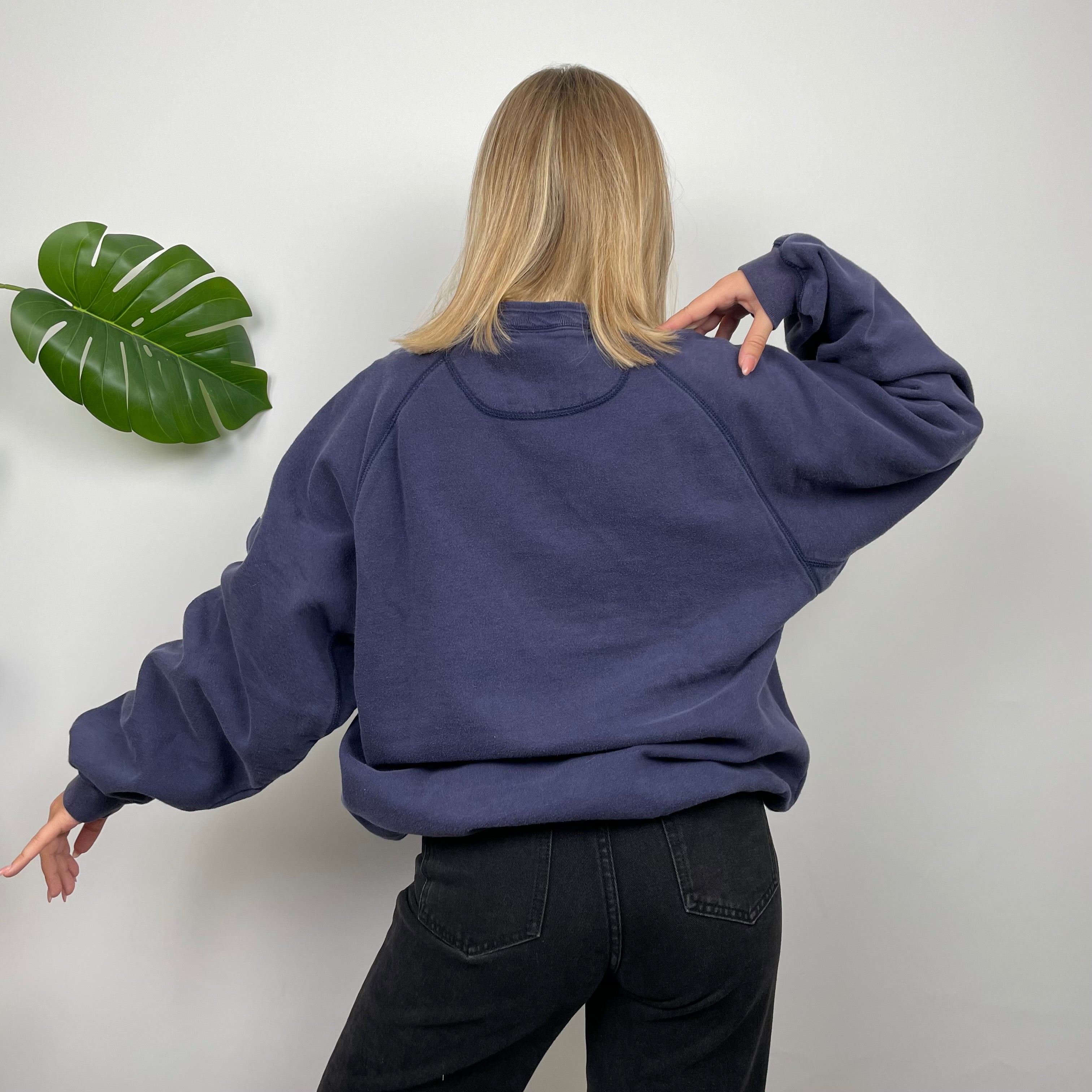 Adidas Navy Embroidered Spell Out Sweatshirt (L)