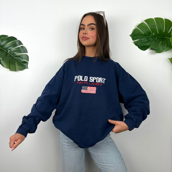 Polo Sport Ralph Lauren Navy Embroidered Spell Out Sweatshirt (M)