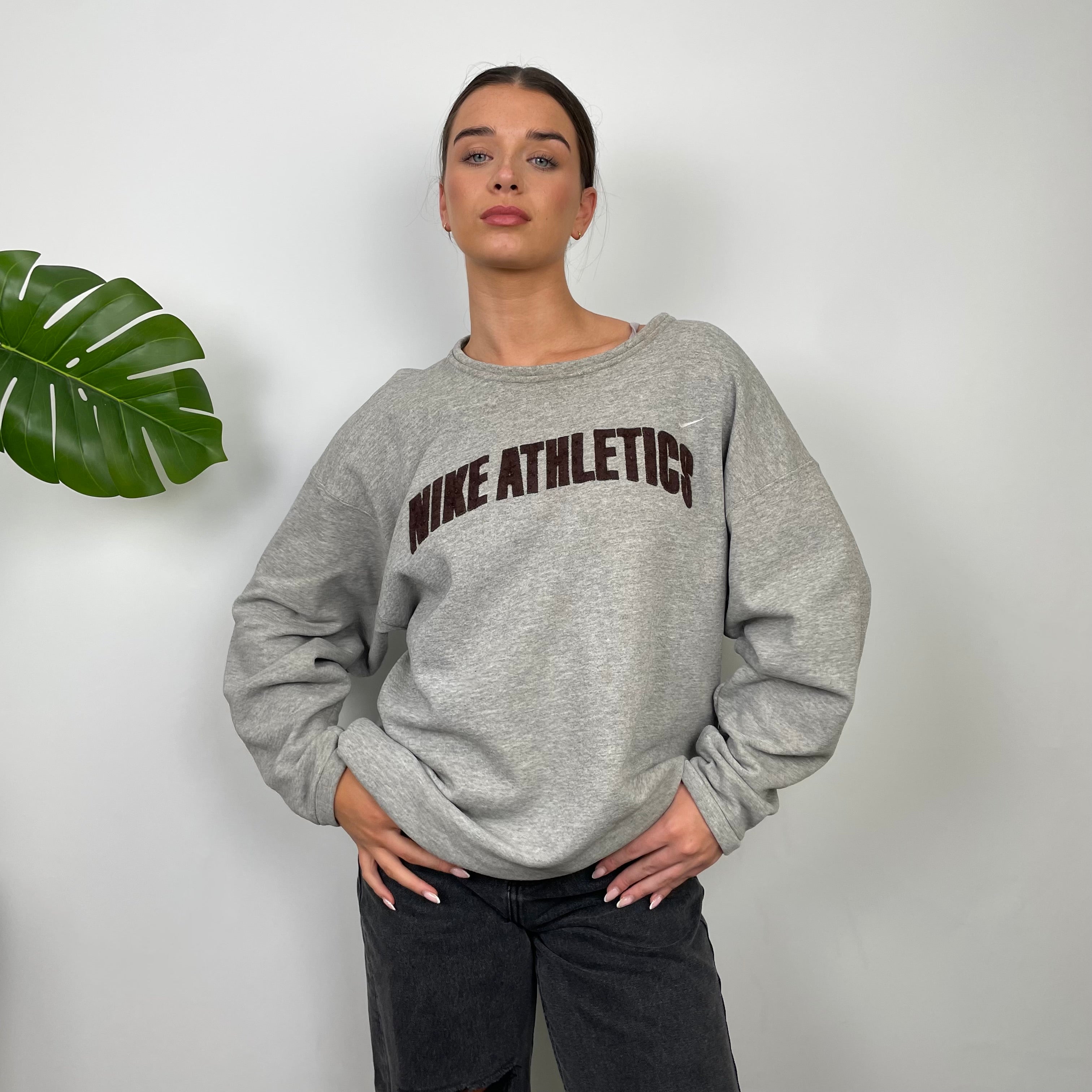 Nike Athletic Grey Embroidered Spell Out Sweatshirt (L)