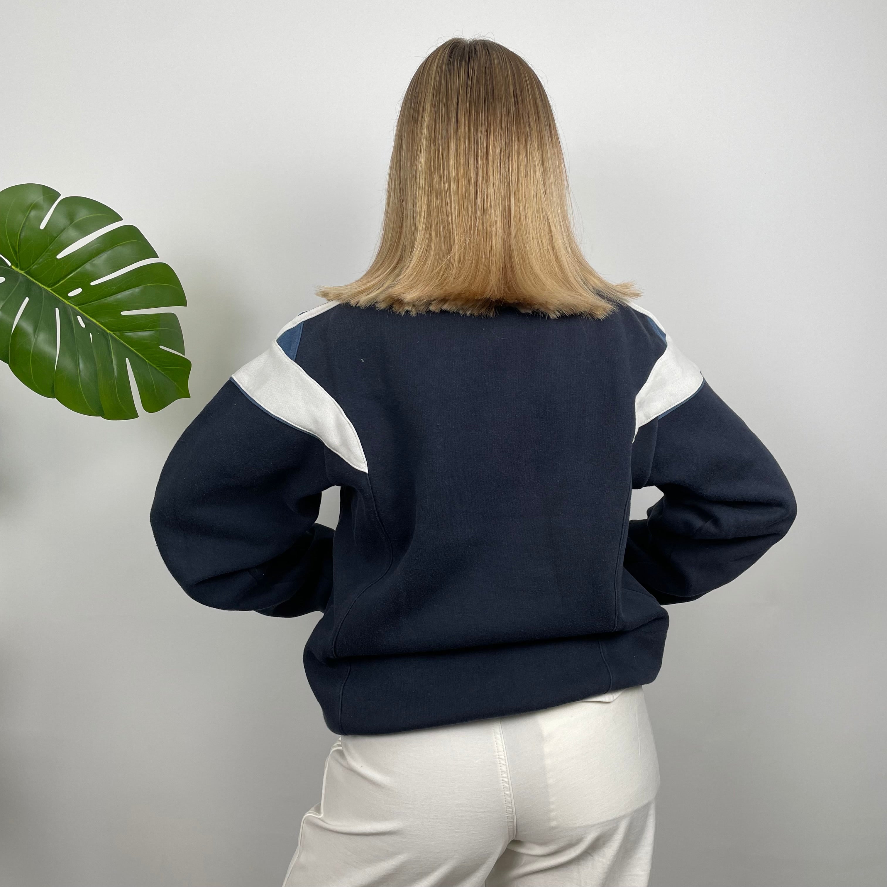 Adidas Navy Embroidered Spell Out Sweatshirt (L)