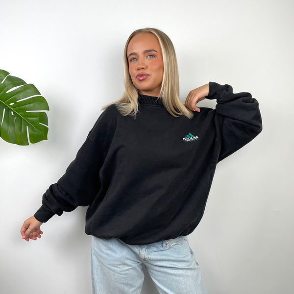 Adidas Equipment Black Embroidered Spell Out Sweatshirt (L)
