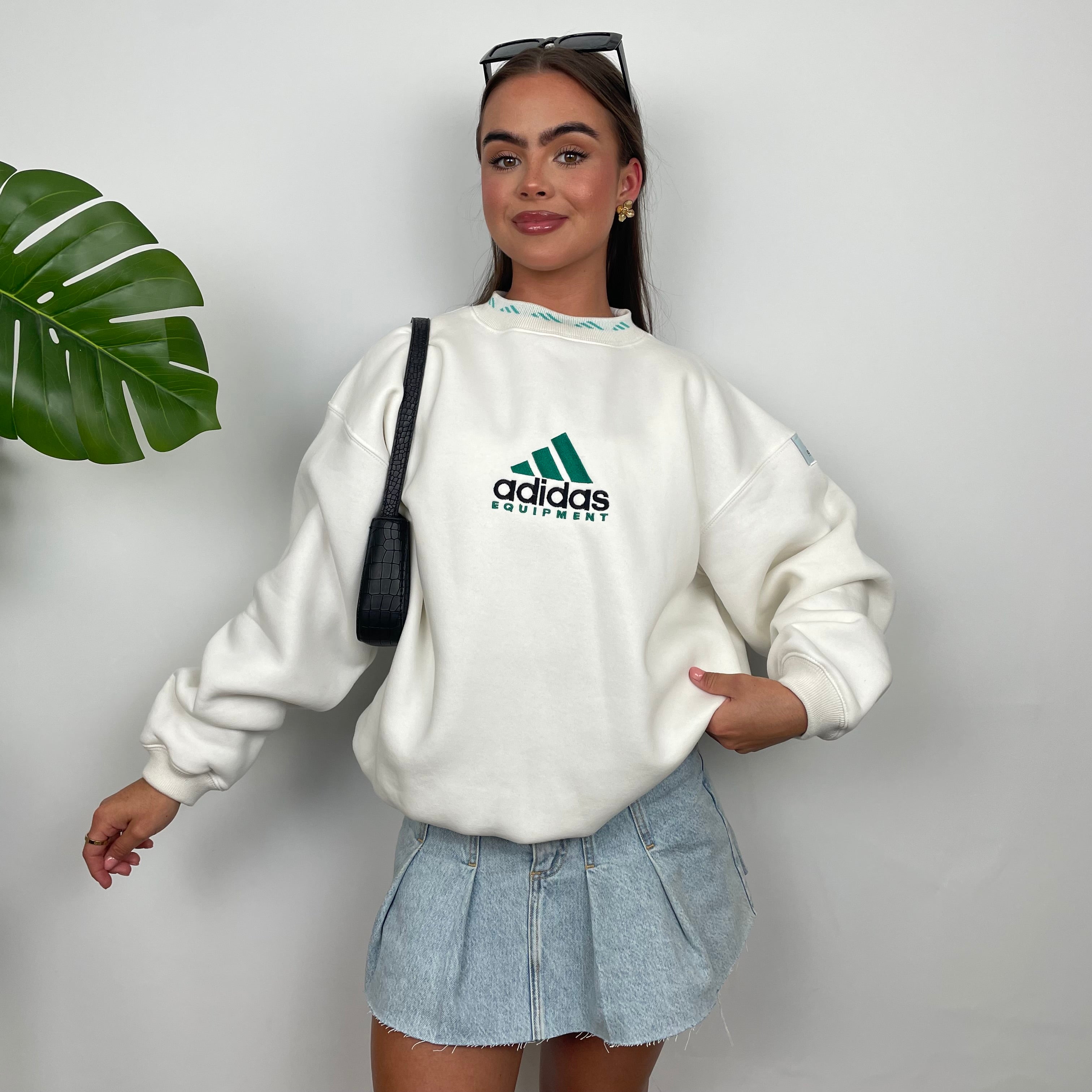 Adidas Equipment White Embroidered Spell Out Sweatshirt (M)