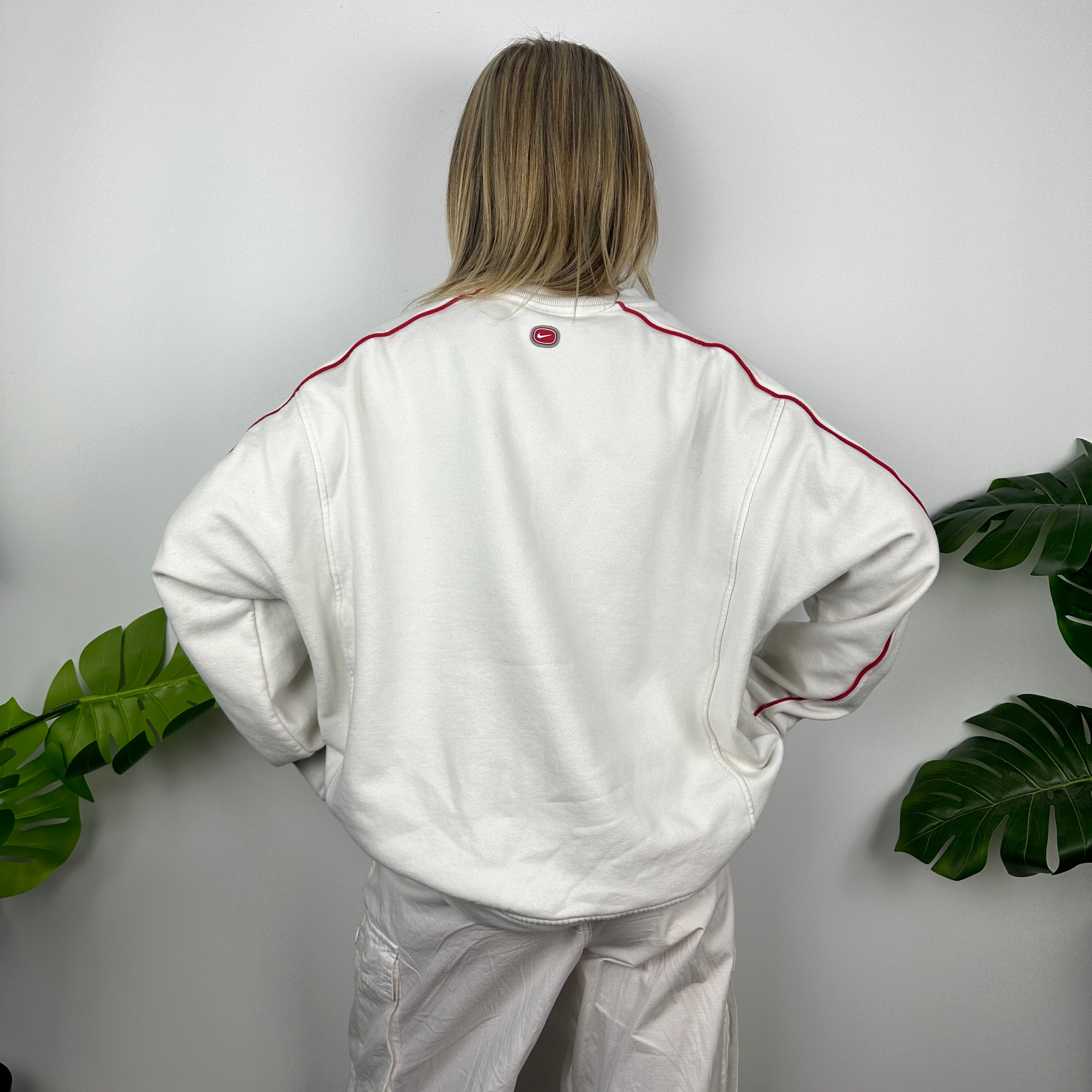 Nike Cortez White Embroidered Spell Out Sweatshirt (XL)