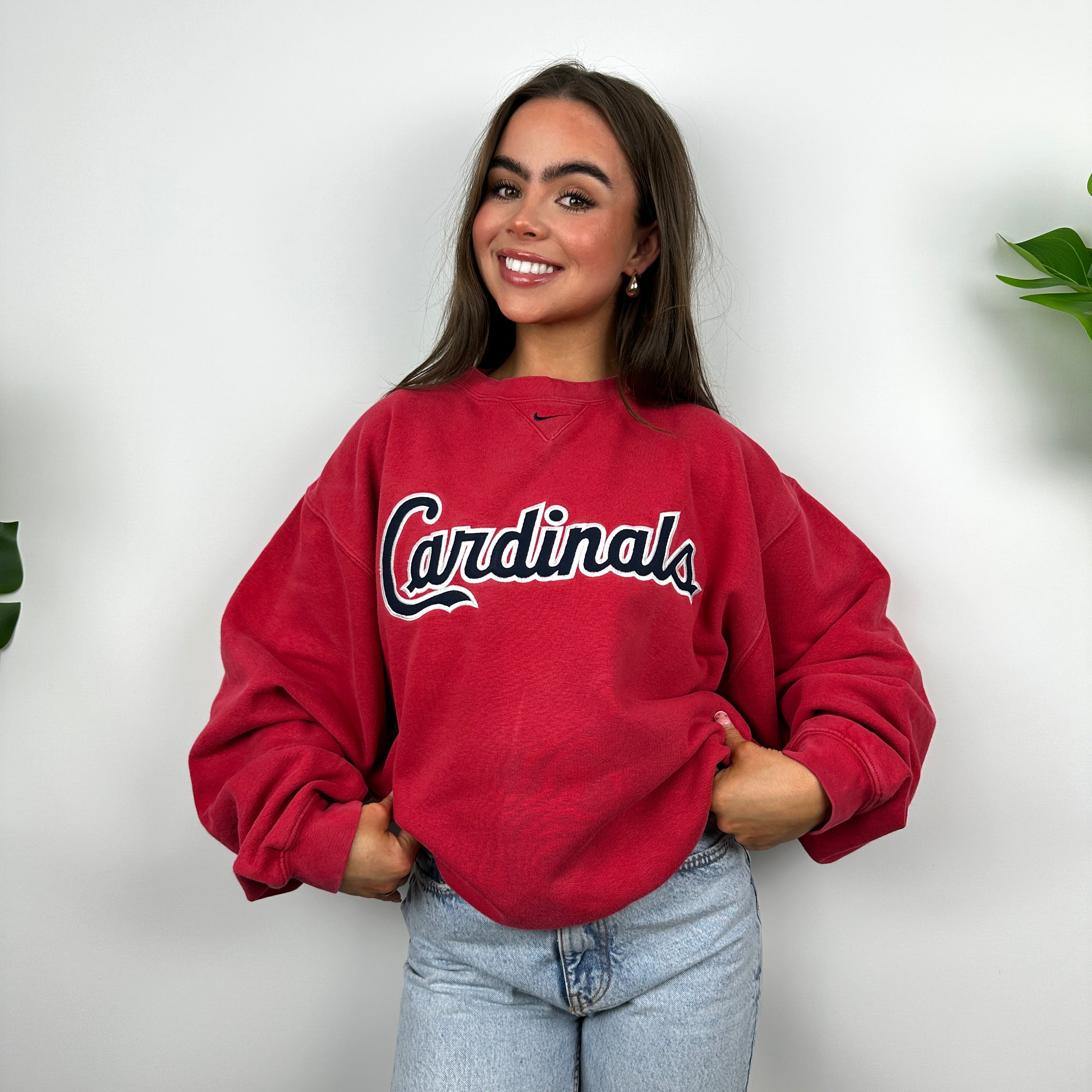 Nike x Cardinals Red Embroidered Spell Out Sweatshirt