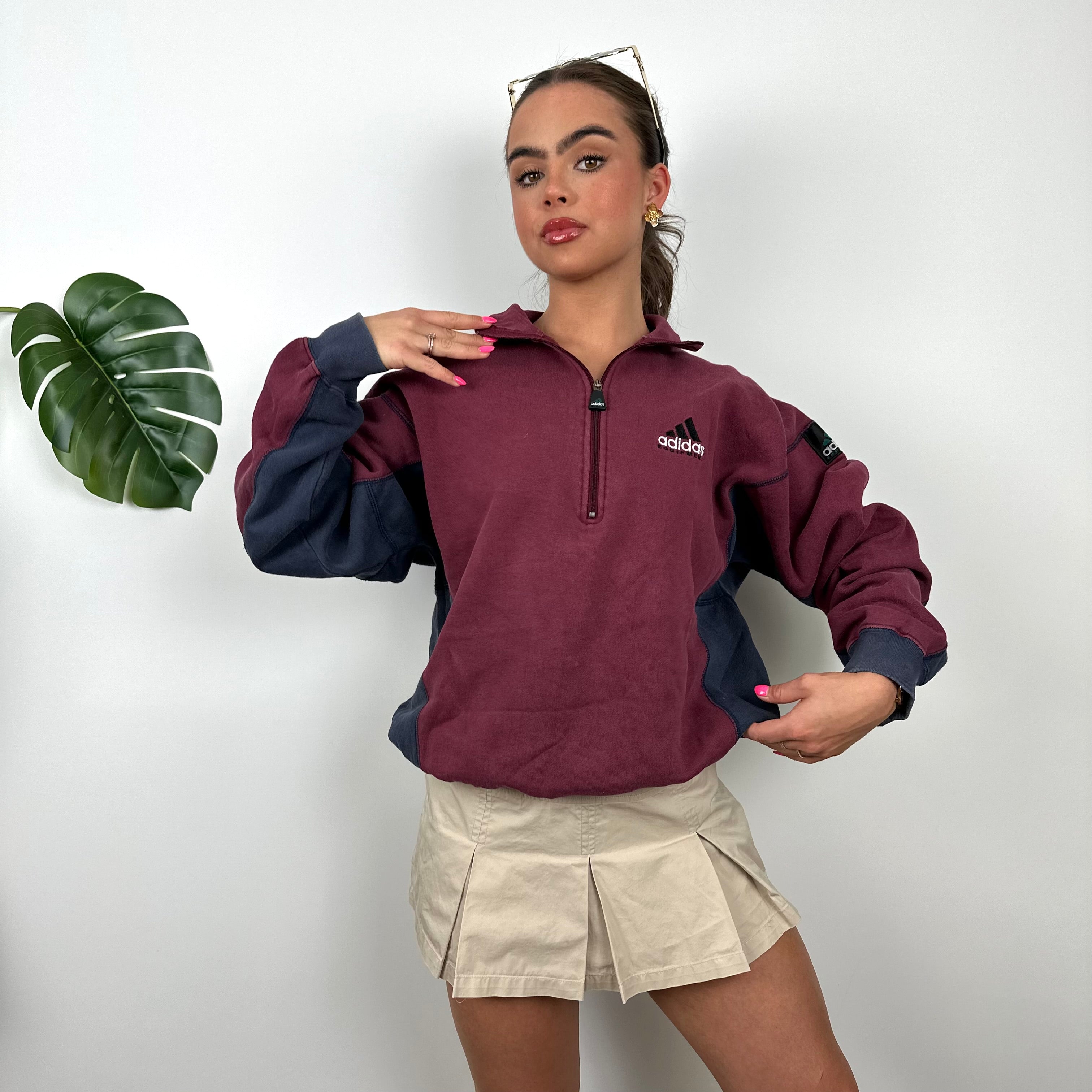 Adidas Equipment Maroon Embroidered Spell Out Sweatshirt (S)