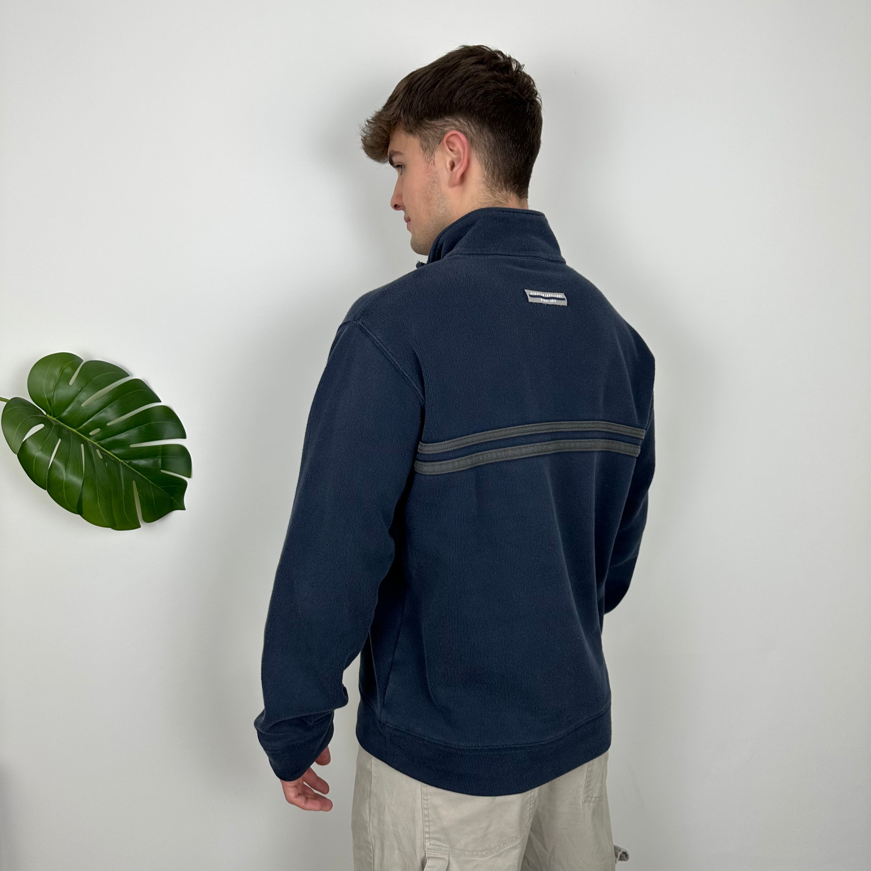 Nike Navy Embroidered Spell Out Quarter Zip Sweatshirt (L)