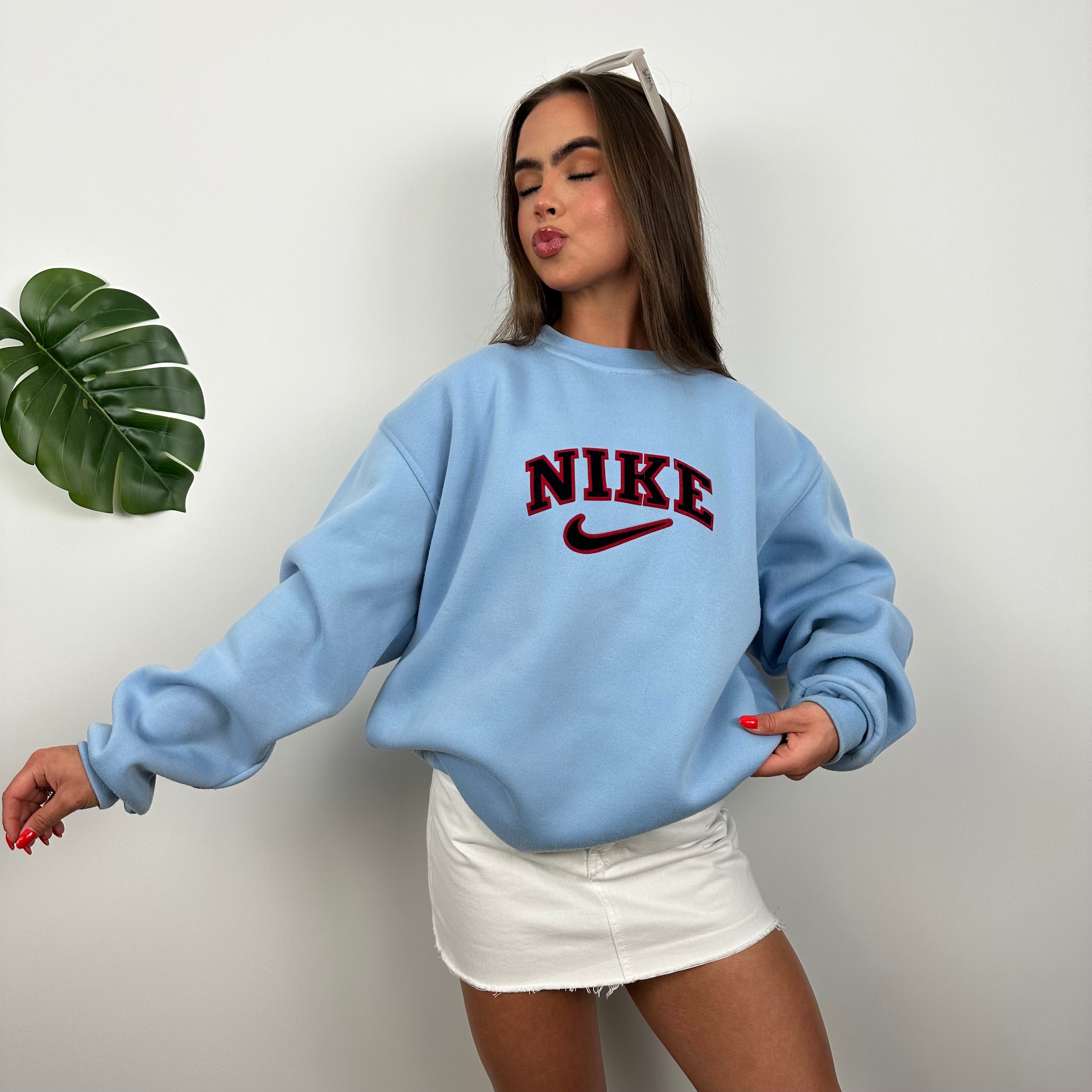 Nike Blue Embroidered Spell Out Sweatshirt (L)