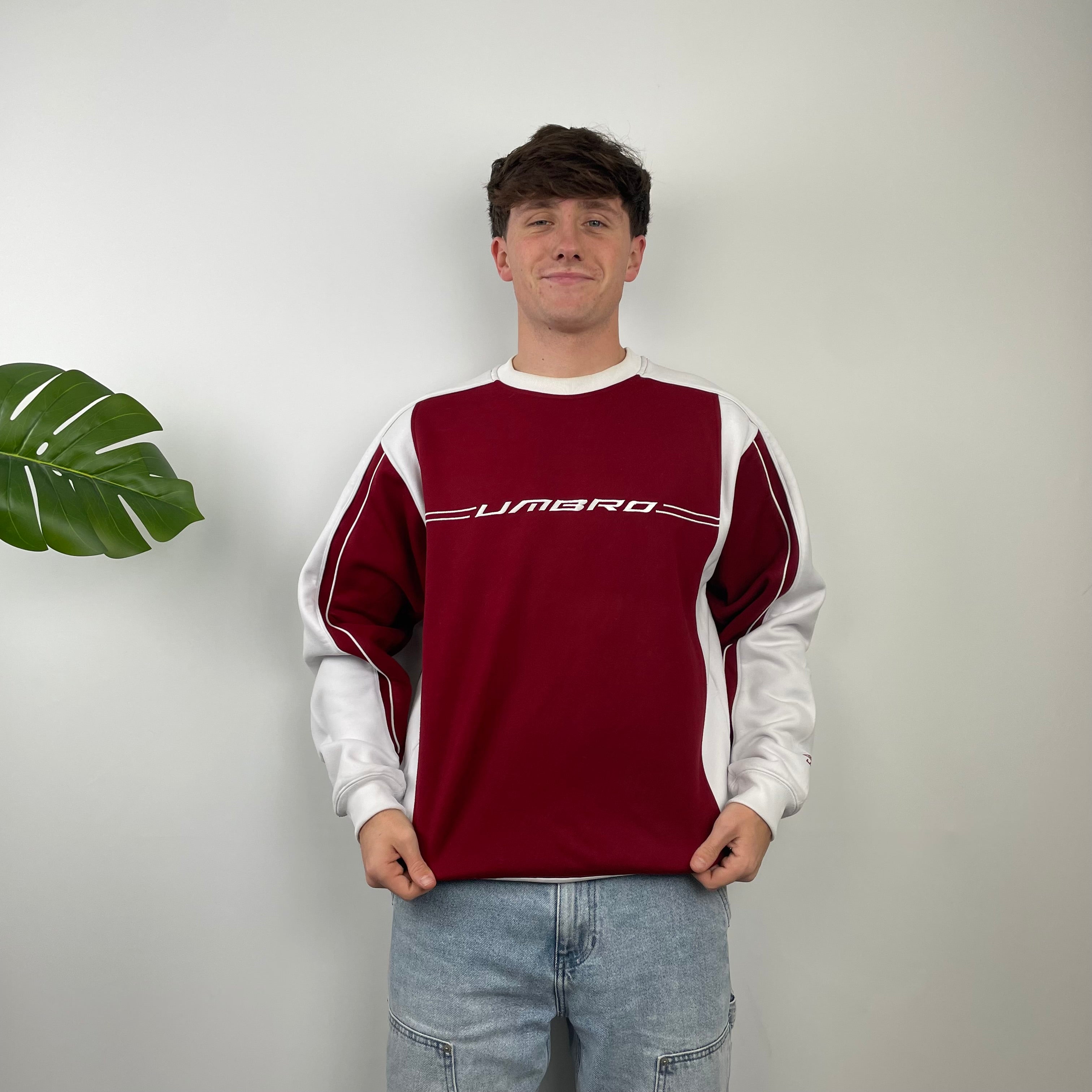 Umbro Red Embroidered Spell Out Sweatshirt (M)