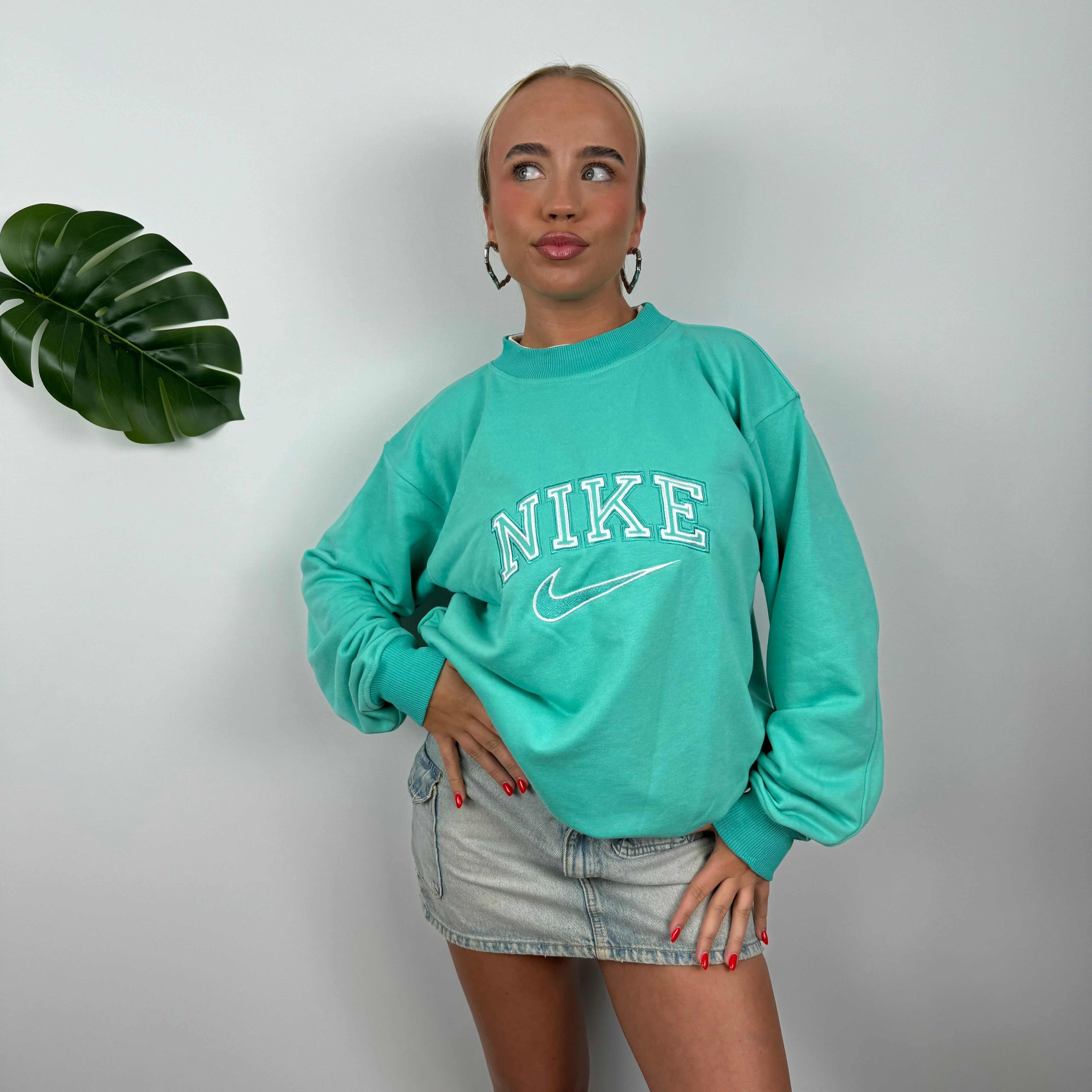 Nike Turquoise Embroidered Spell Out Sweatshirt (M)