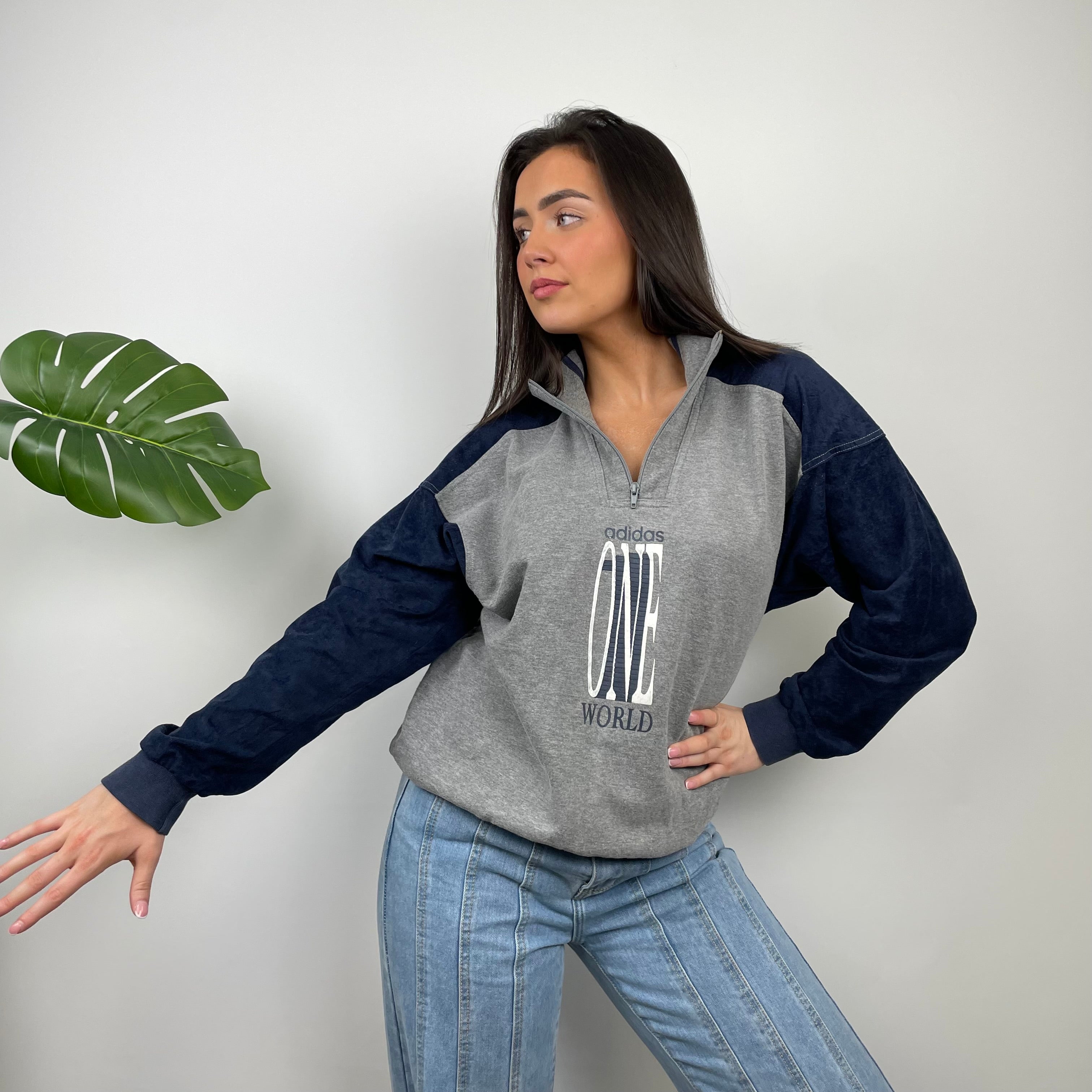 Adidas One World RARE Spell Out Quarter Zip Sweatshirt (M)