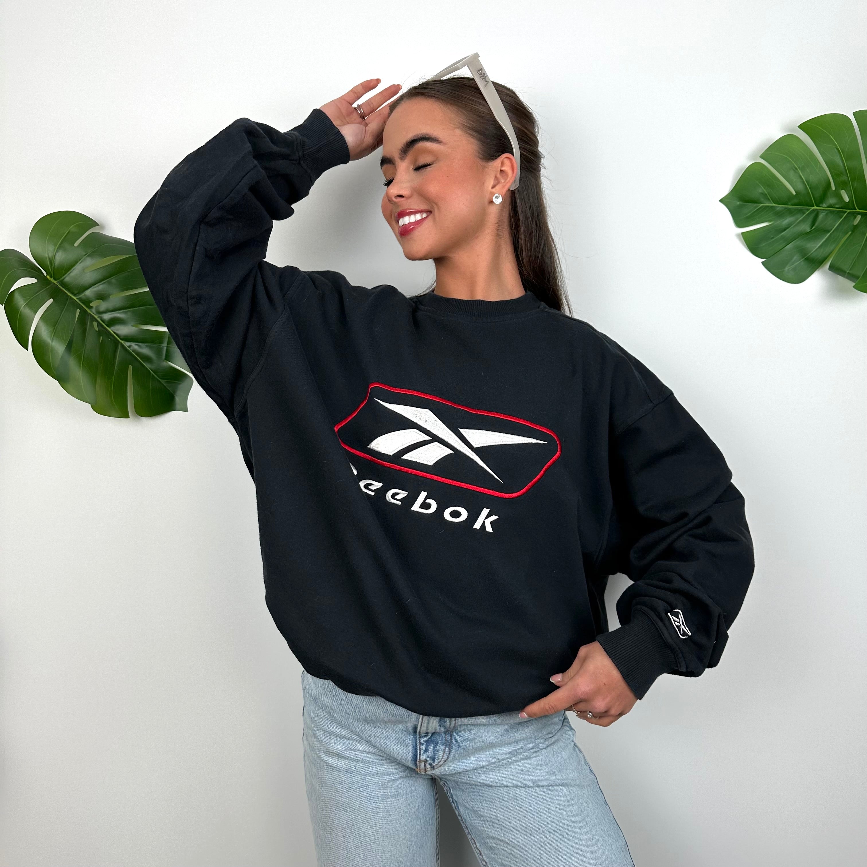 Reebok Navy Embroidered Spell Out Sweatshirt (XL)