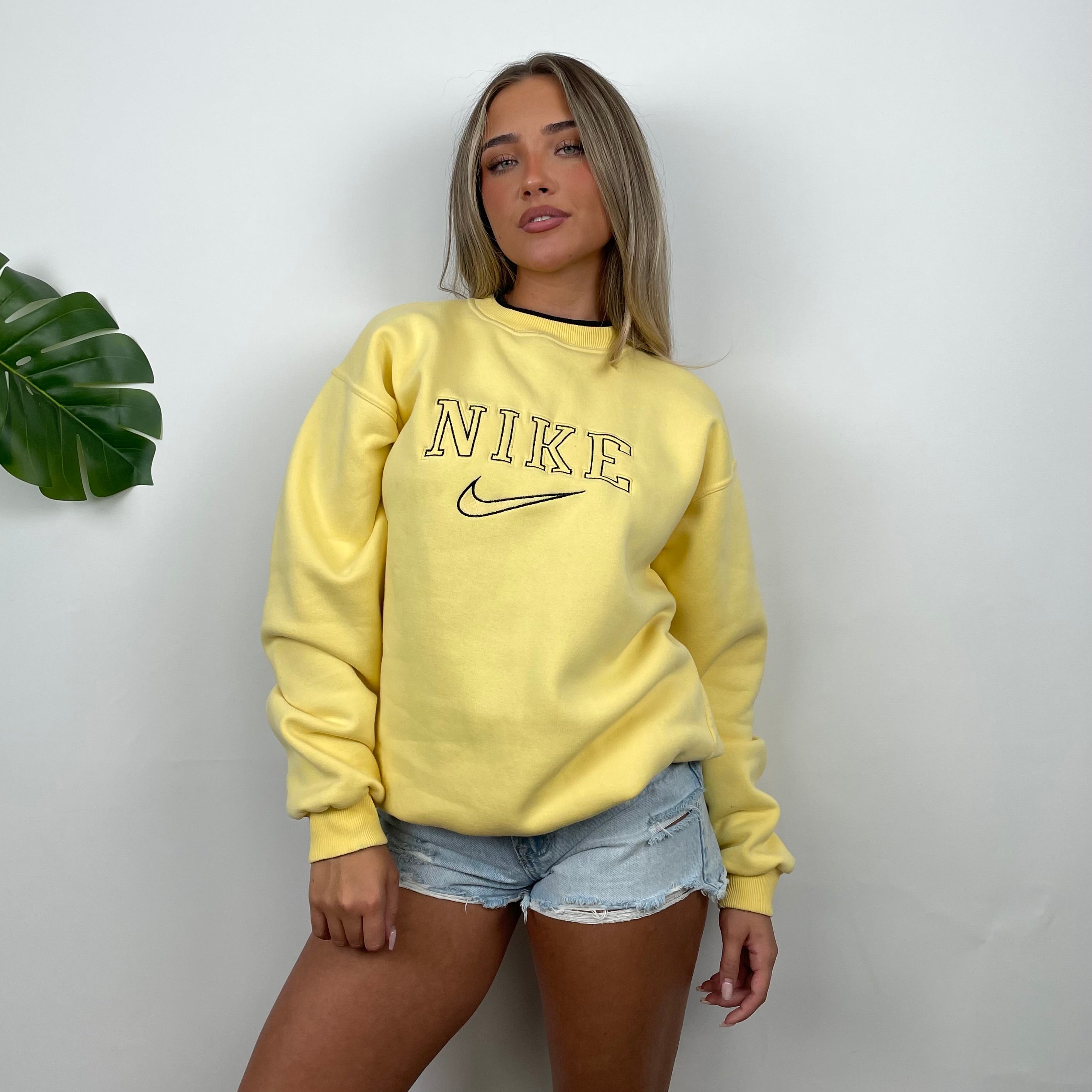 Nike Yellow Embroidered Spell Out Sweatshirt (M)