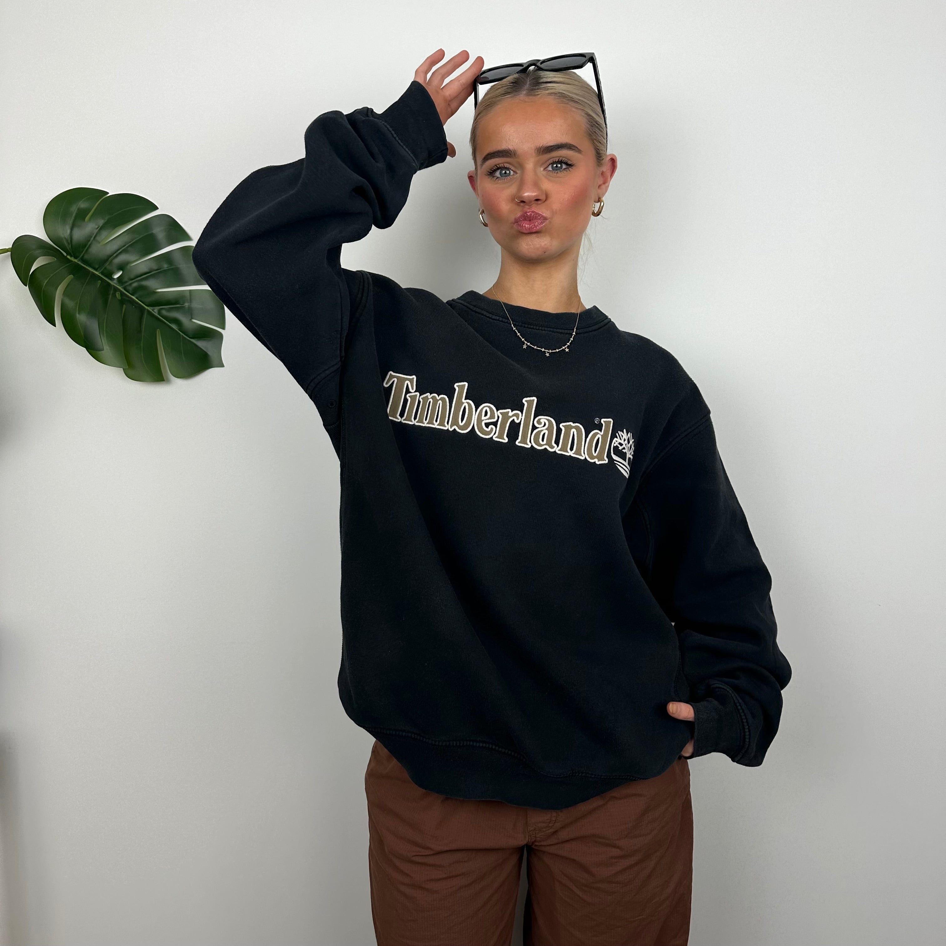 Timberland Black Embroidered Spell Out Sweatshirt (M)