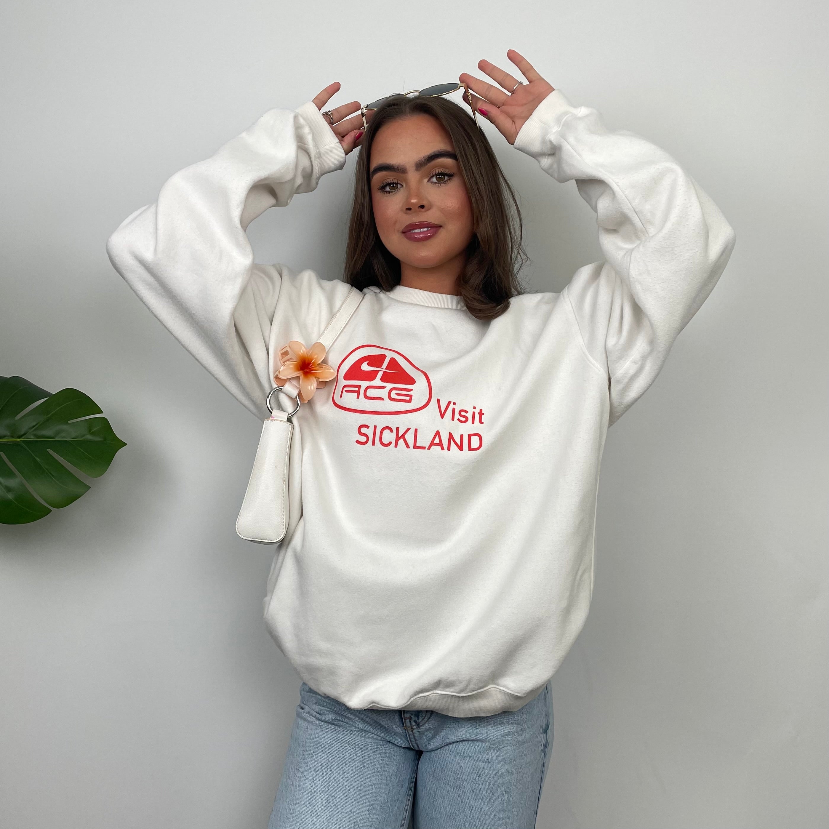 Nike ACG RARE White Embroidered Spell Out Sweatshirt (L)