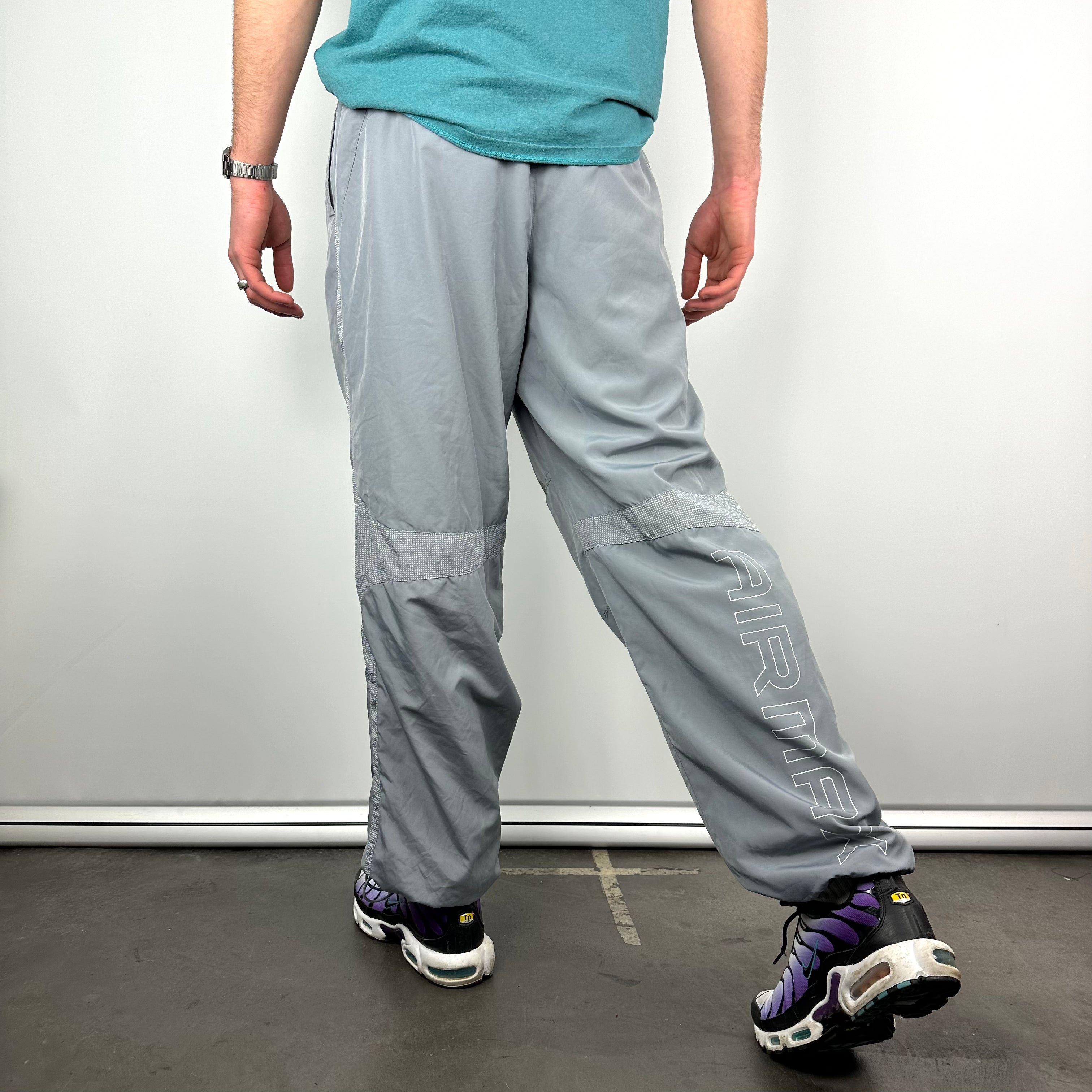 Nike Air Max Grey Embroidered Swoosh Track Pants L Jamie Online Vintage