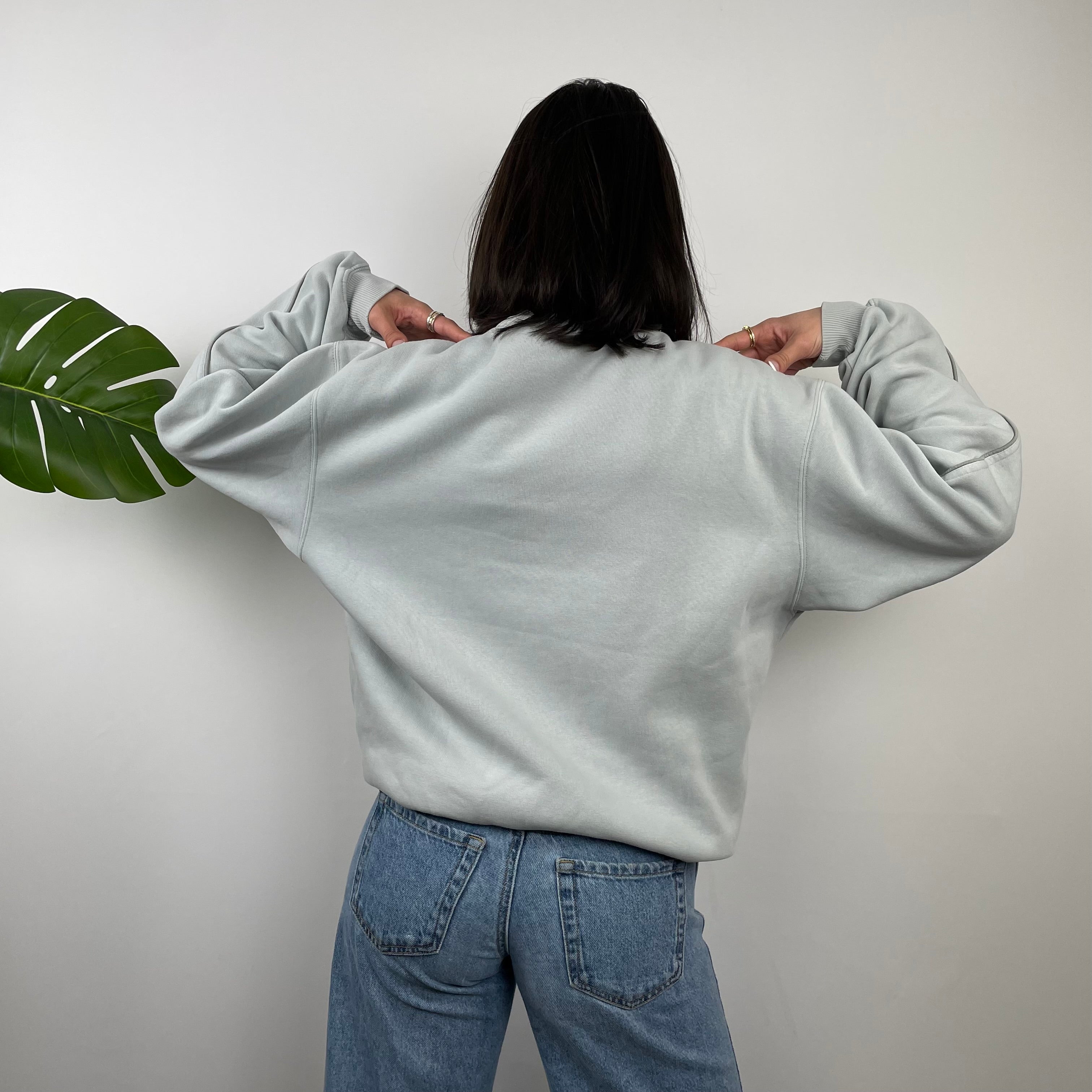 Adidas RARE Icy Baby Blue Embroidered Spell Out Sweatshirt (M)