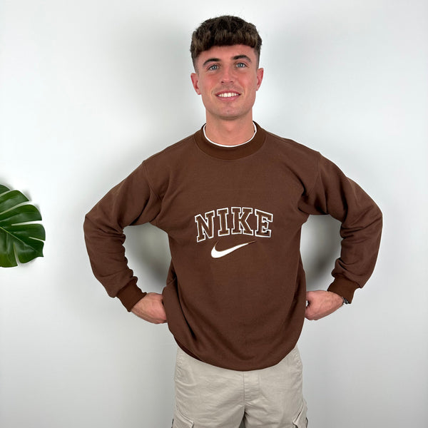 Nike Brown Embroidered Spell Out Sweatshirt (M)