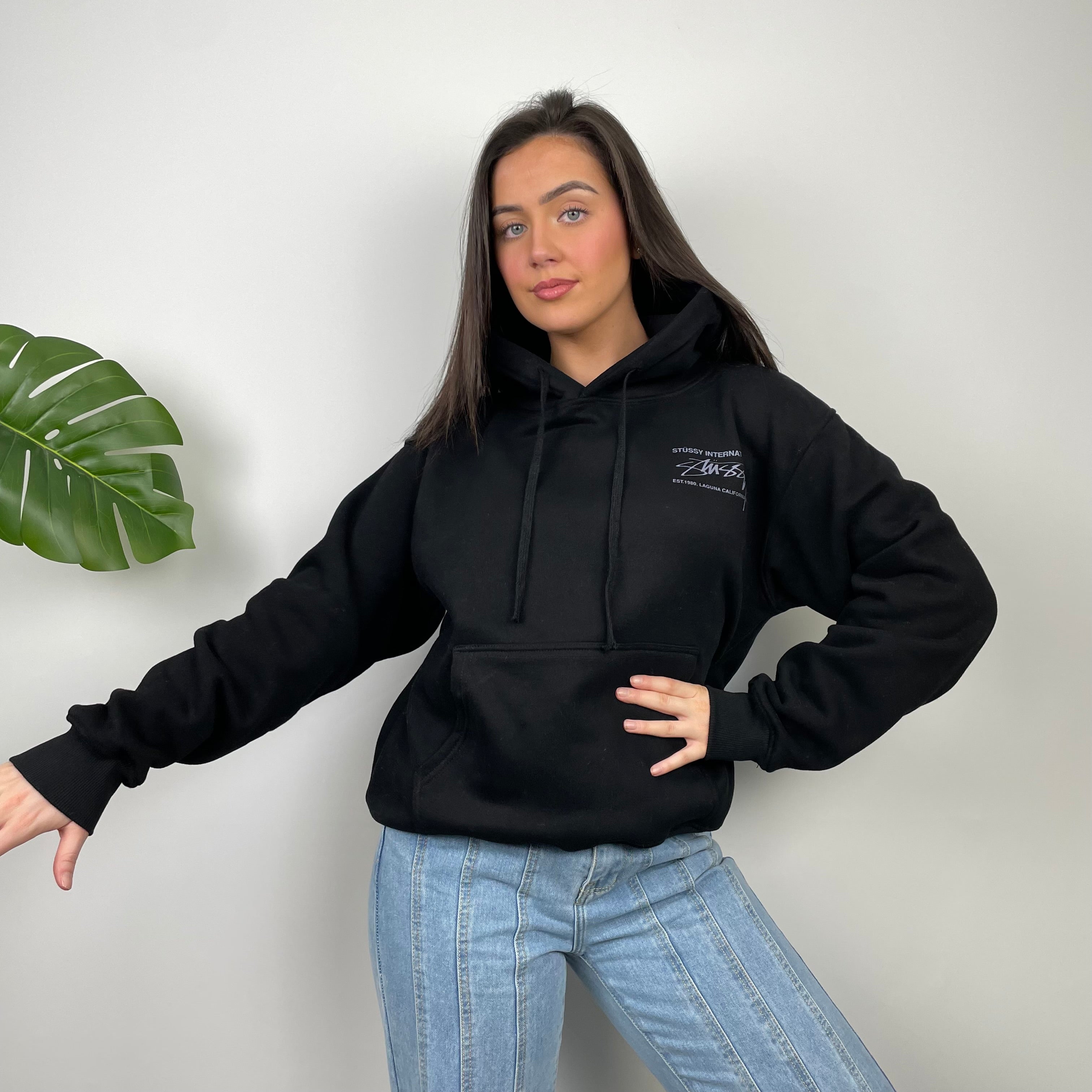 Stussy Black Spell Out Hoodie (M)