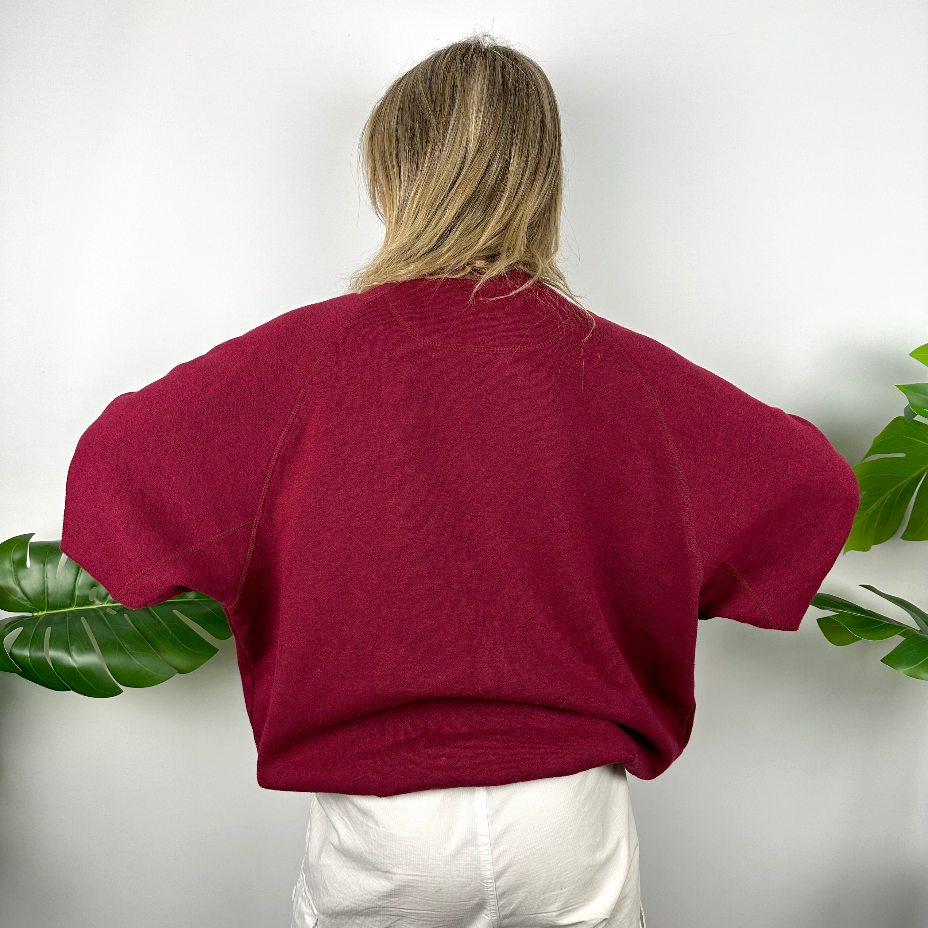 Adidas Maroon Embroidered Spell Out Sweatshirt (L)
