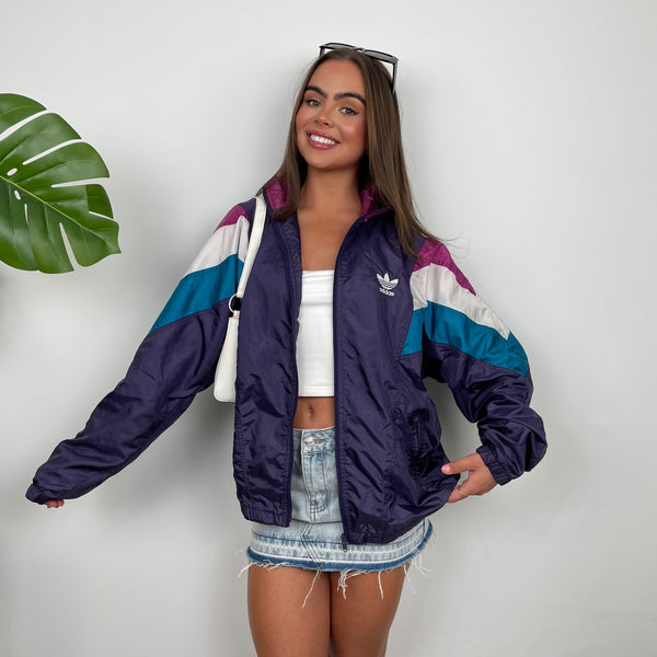 Adidas Colour Block Embroidered Spell Out Windbreaker Jacket (M)