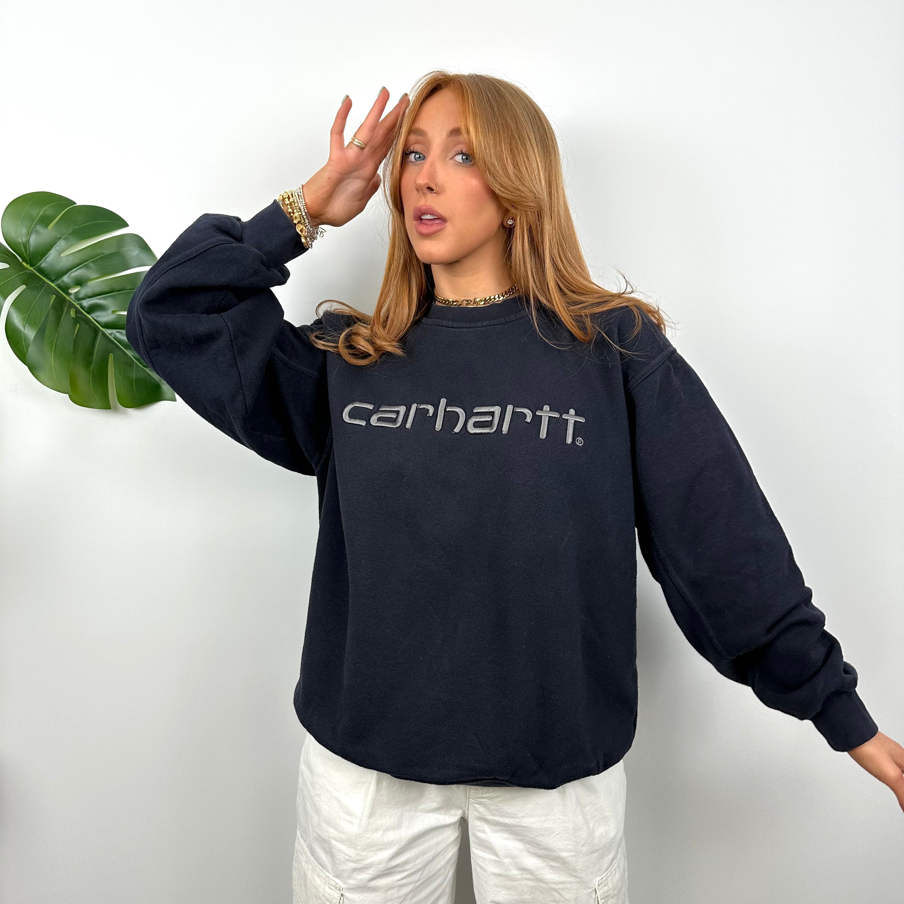 Carhartt Navy Embroidered Spell Out Sweatshirt (S)