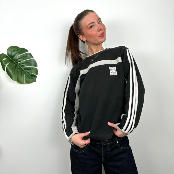 Adidas Black Embroidered Spell Out Sweatshirt (S)