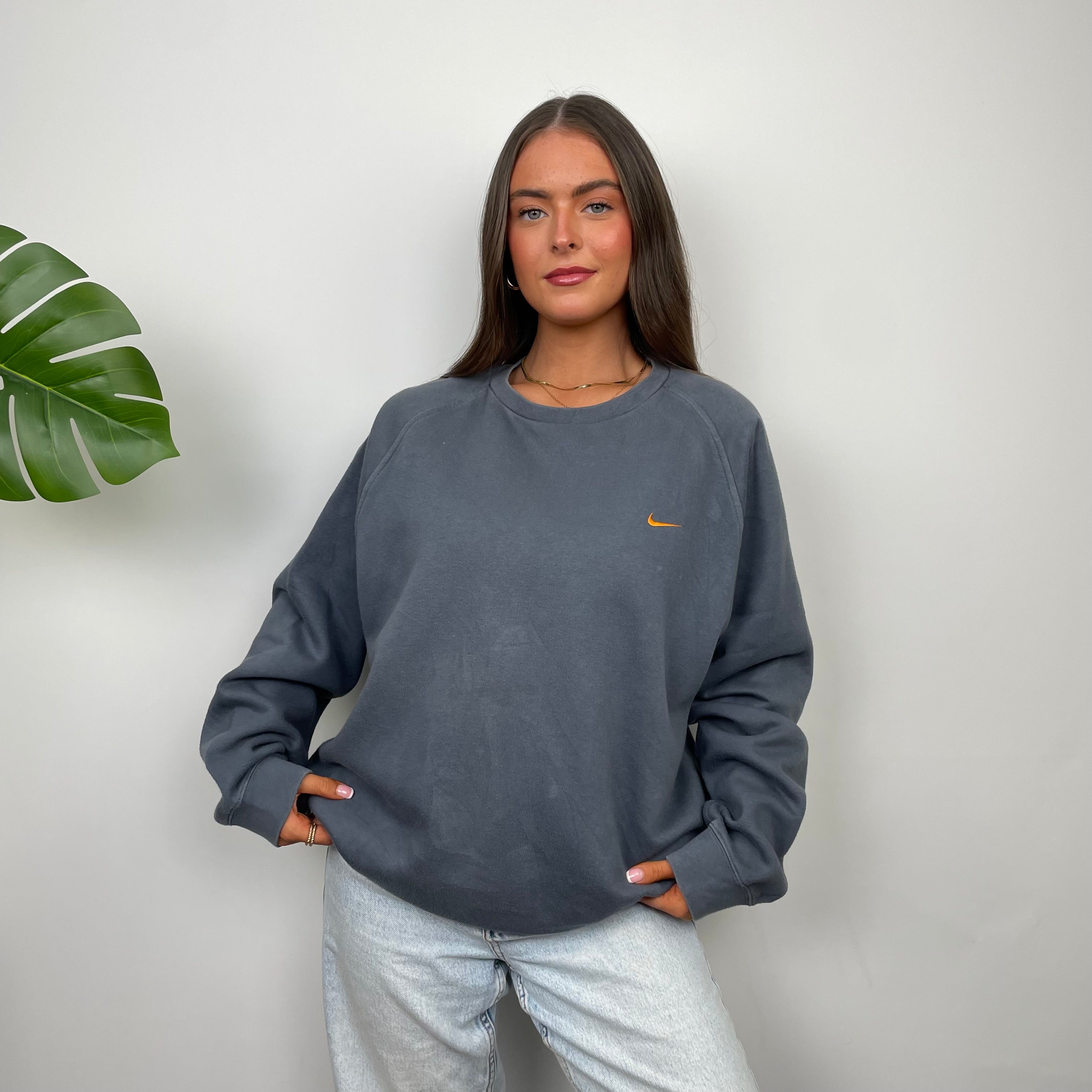 Nike Grey Embroidered Swoosh Sweatshirt (L)