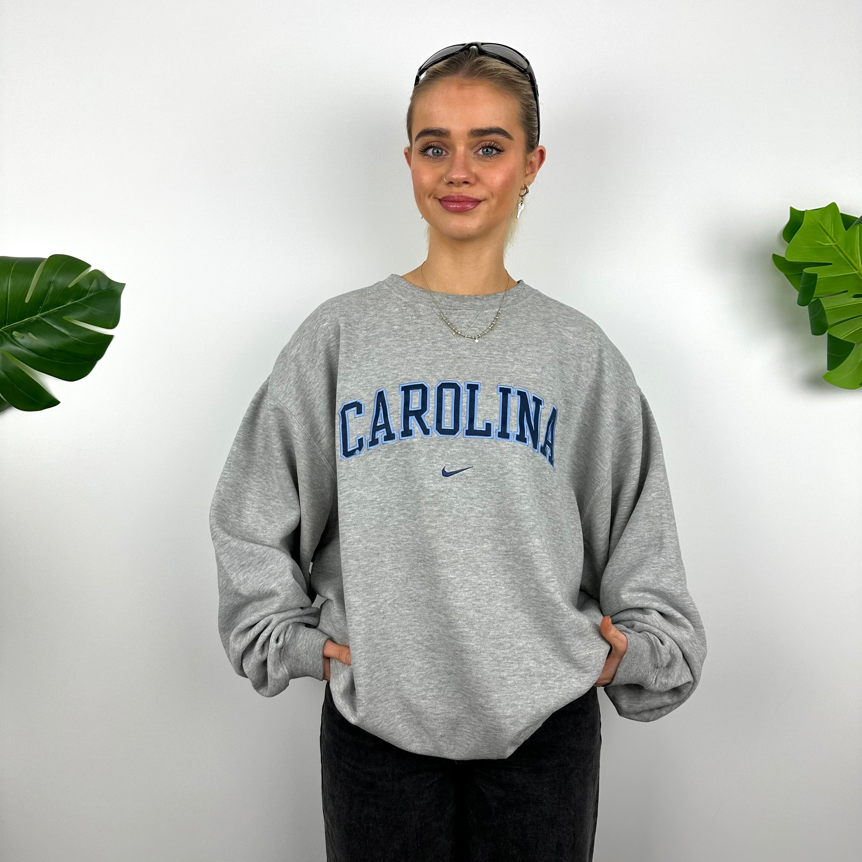 Nike x Carolina RARE Grey Embroidered Spell Out Sweatshirt (XL)