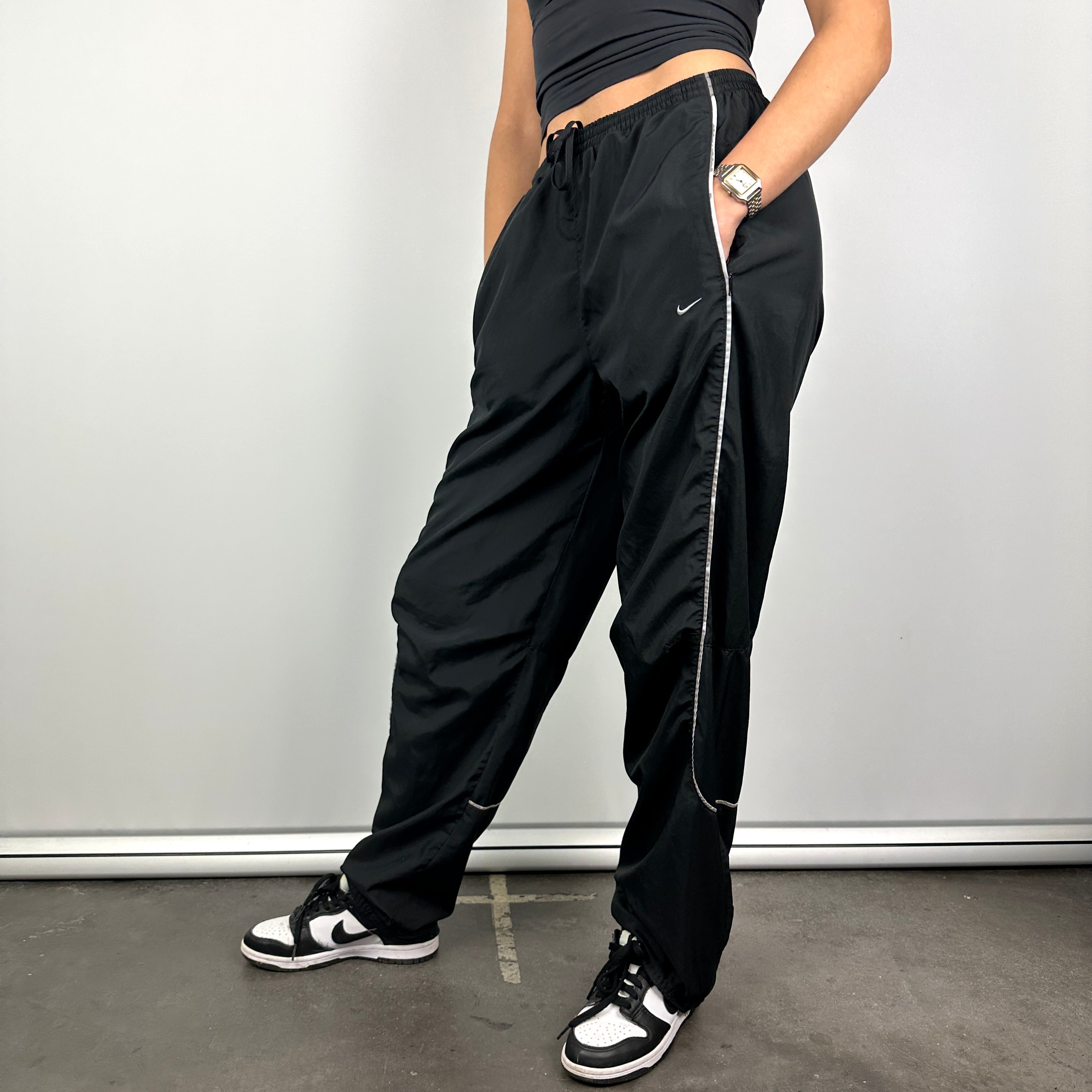 Nike Black Embroidered Swoosh Track Pants (M)