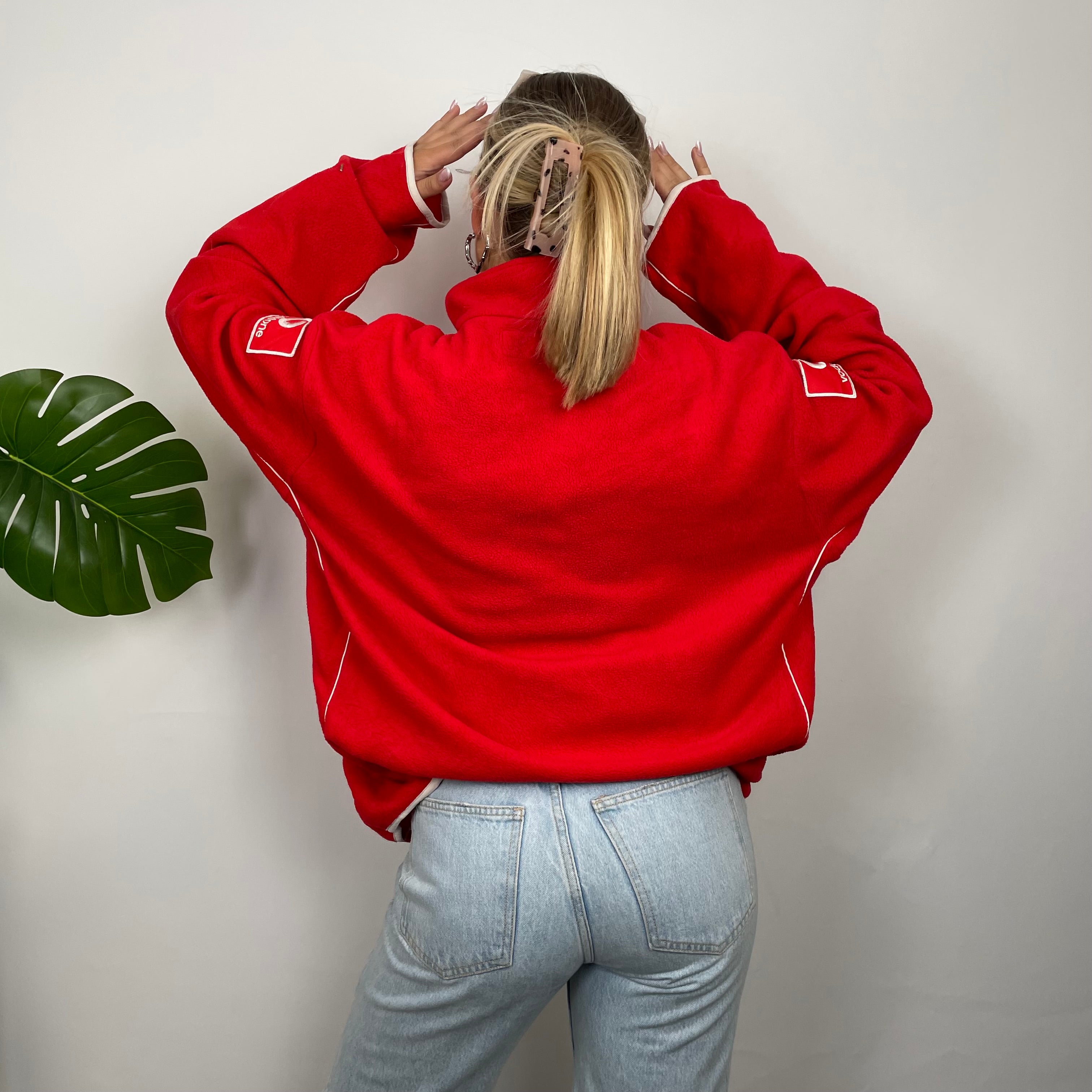 Fila X Ferrari Racing Red Embroidered Spell Out Quarter Zip (L)