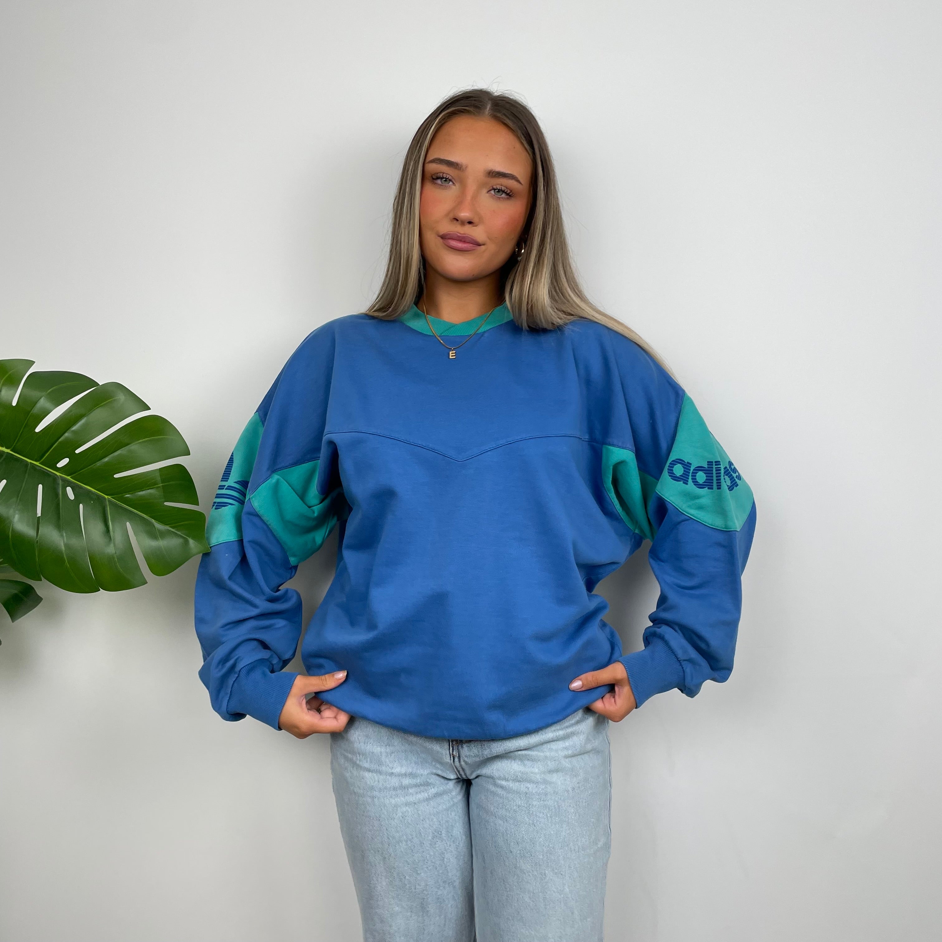 Adidas Embroidered Spell Out Colour Block Sweatshirt (L)