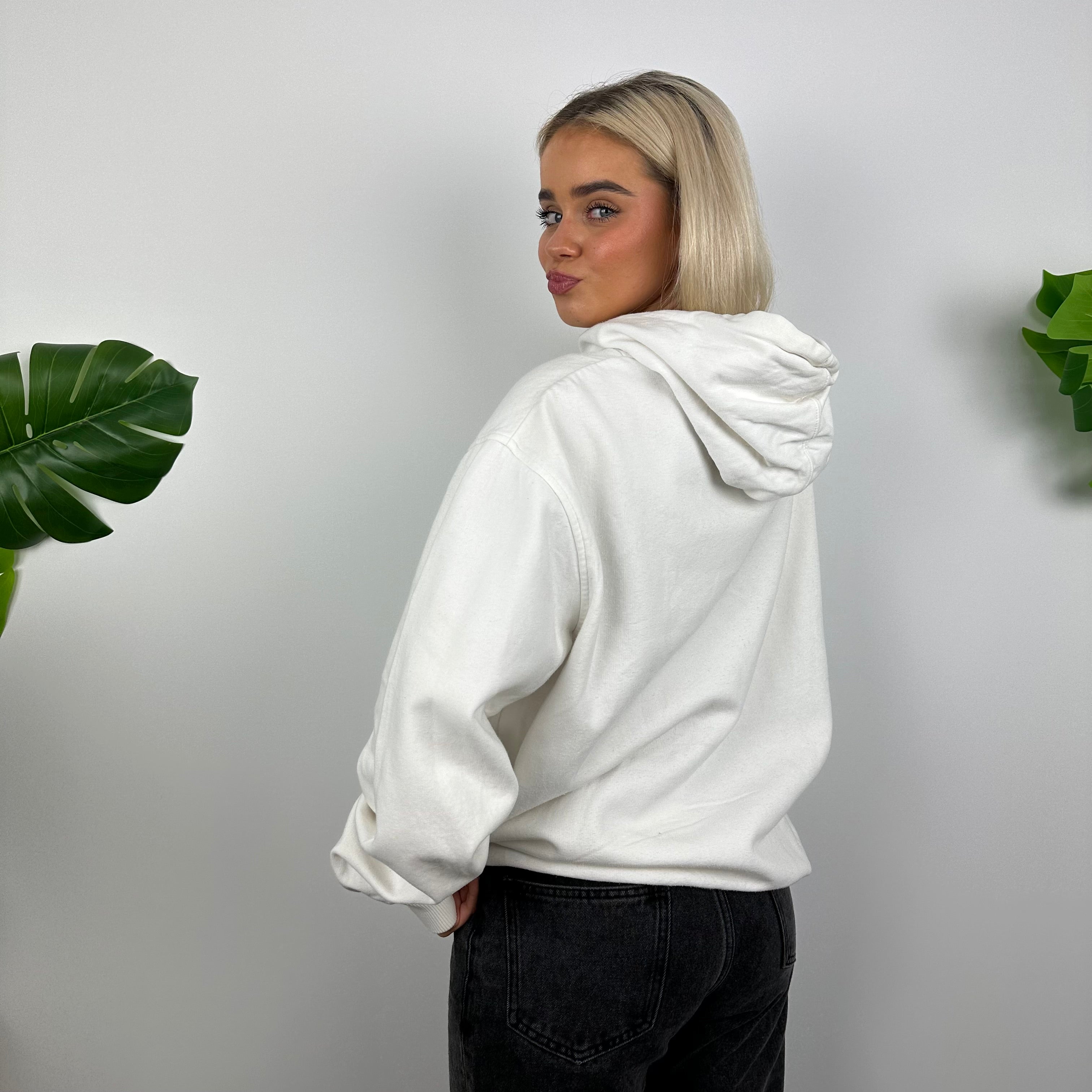 Nike RARE White Embroidered Spell Out Hoodie (L)