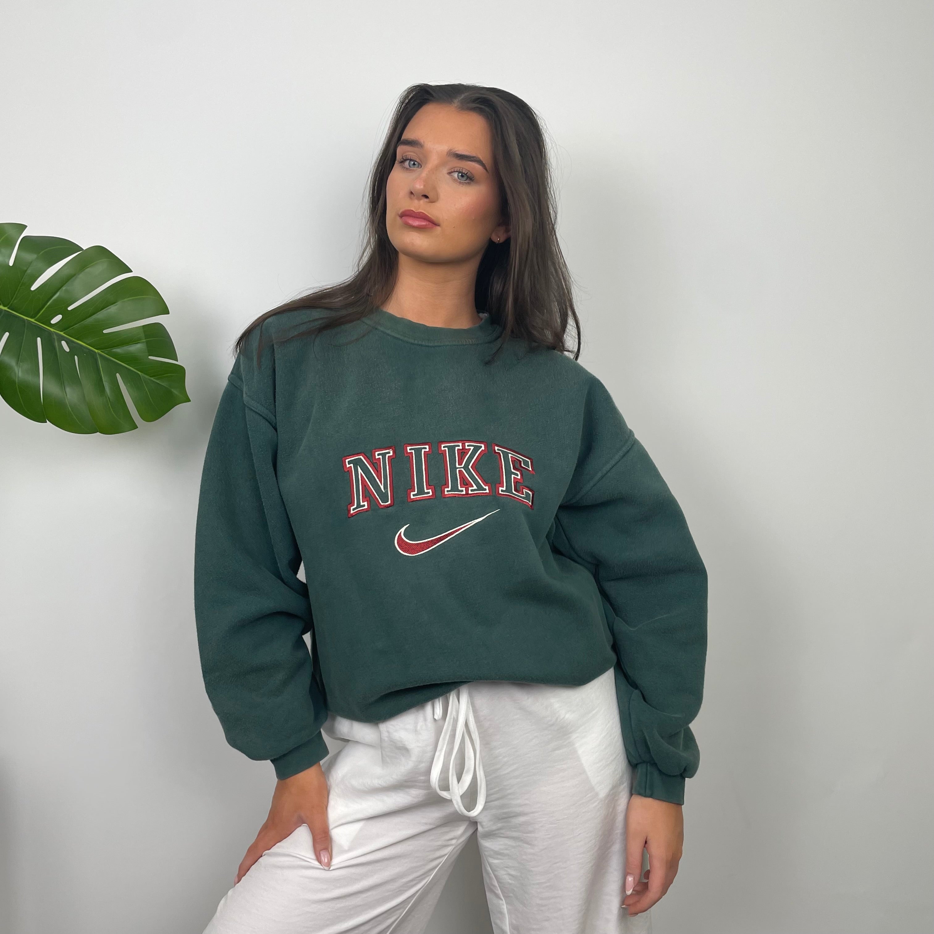 Nike Green Embroidered Spell Out Sweatshirt (XL)