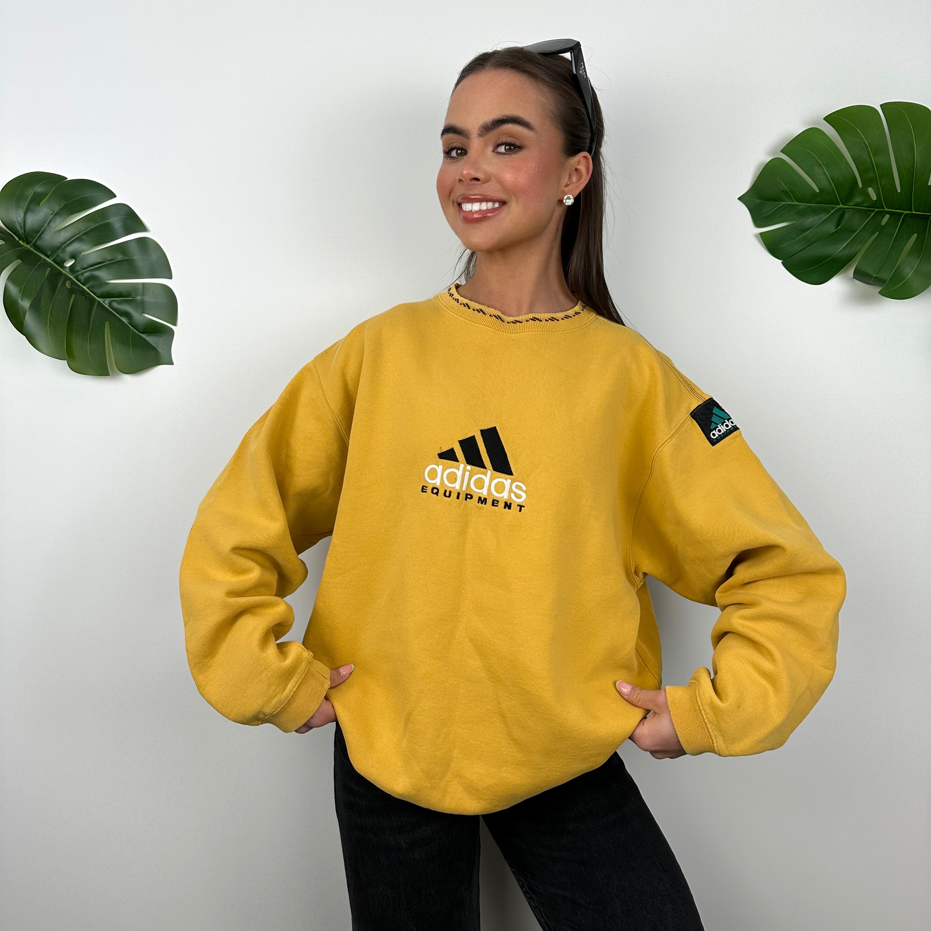 Adidas Equipment Yellow Embroidered Spell Out Sweatshirt (M)