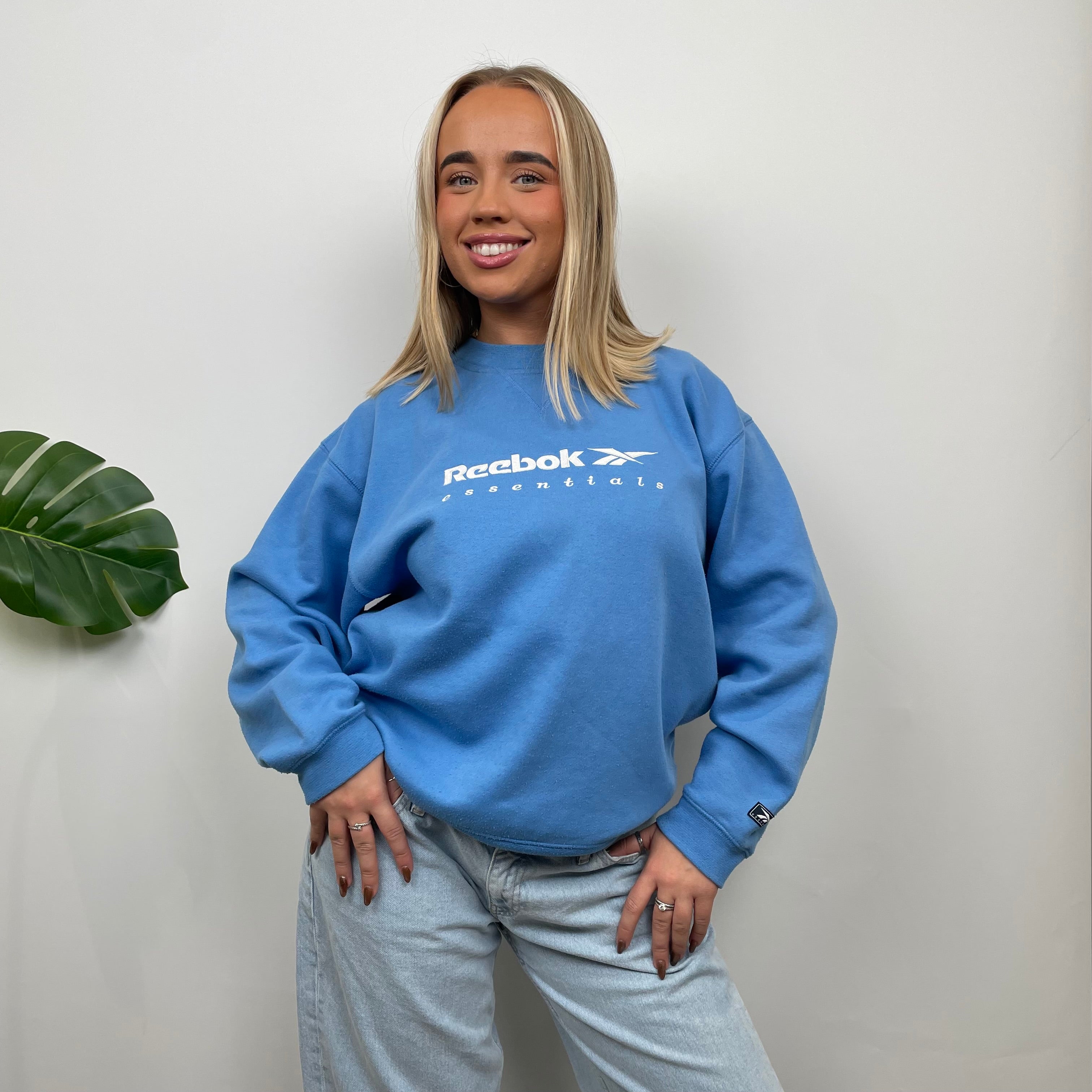 Reebok Blue Embroidered Spell Out Sweatshirt (S)