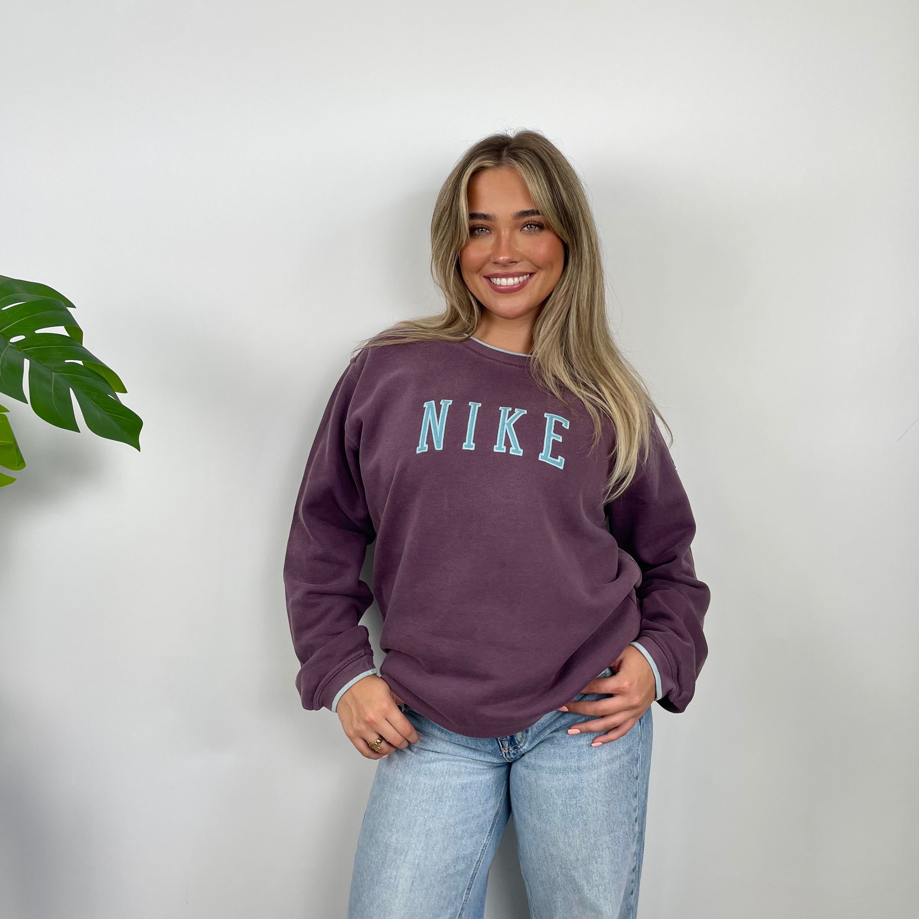 Nike Purple Embroidered Spell Out Sweatshirt (L)