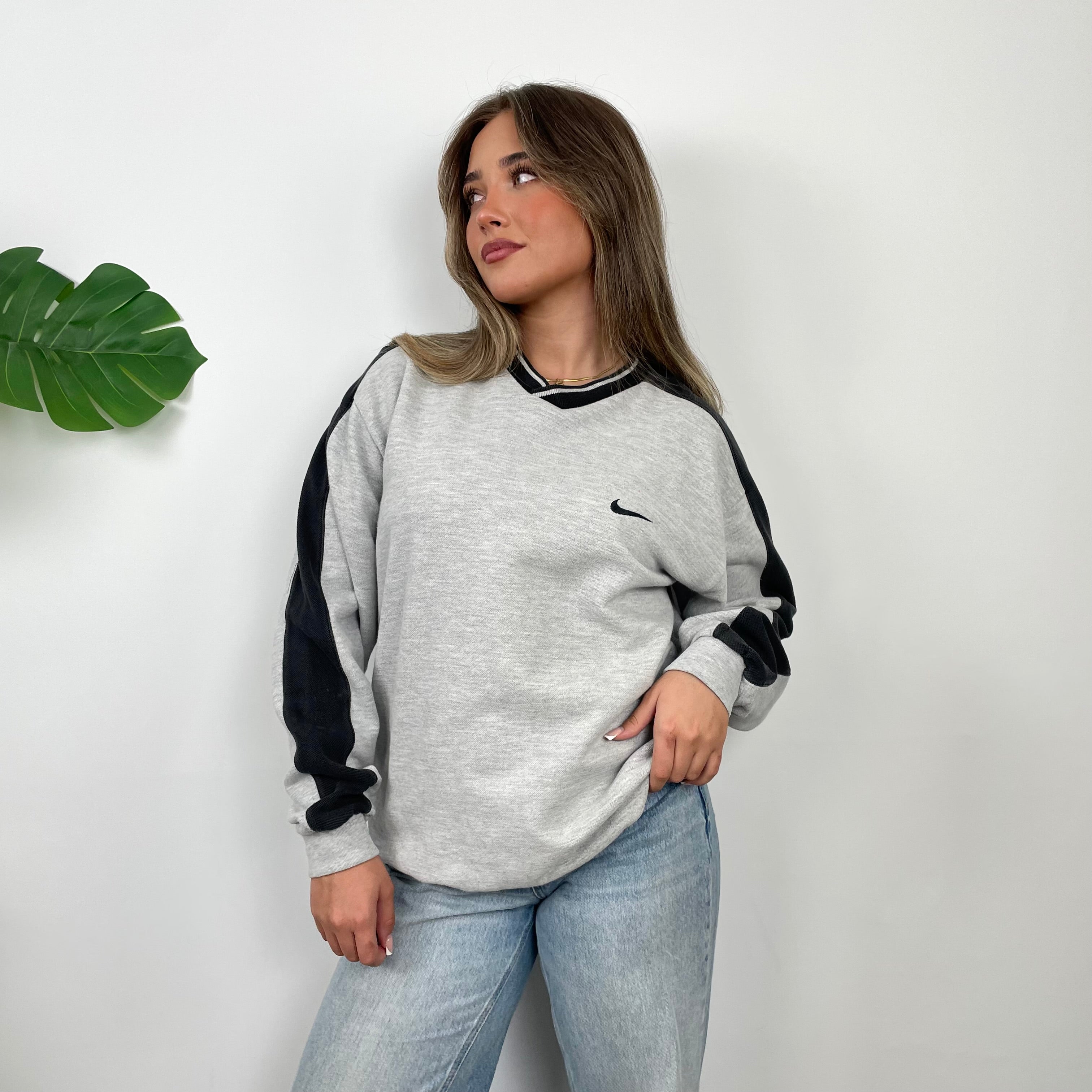 Nike Grey Embroidered Swoosh Sweatshirt (L)