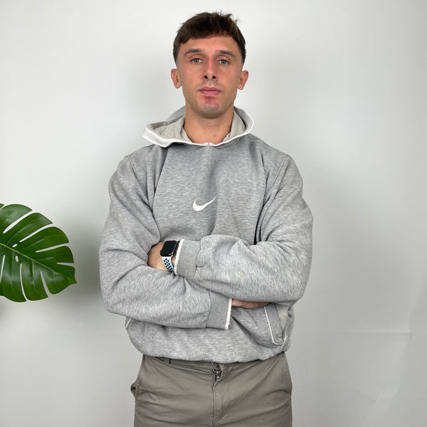 Nike Grey Embroidered Centre Swoosh Hoodie (L)