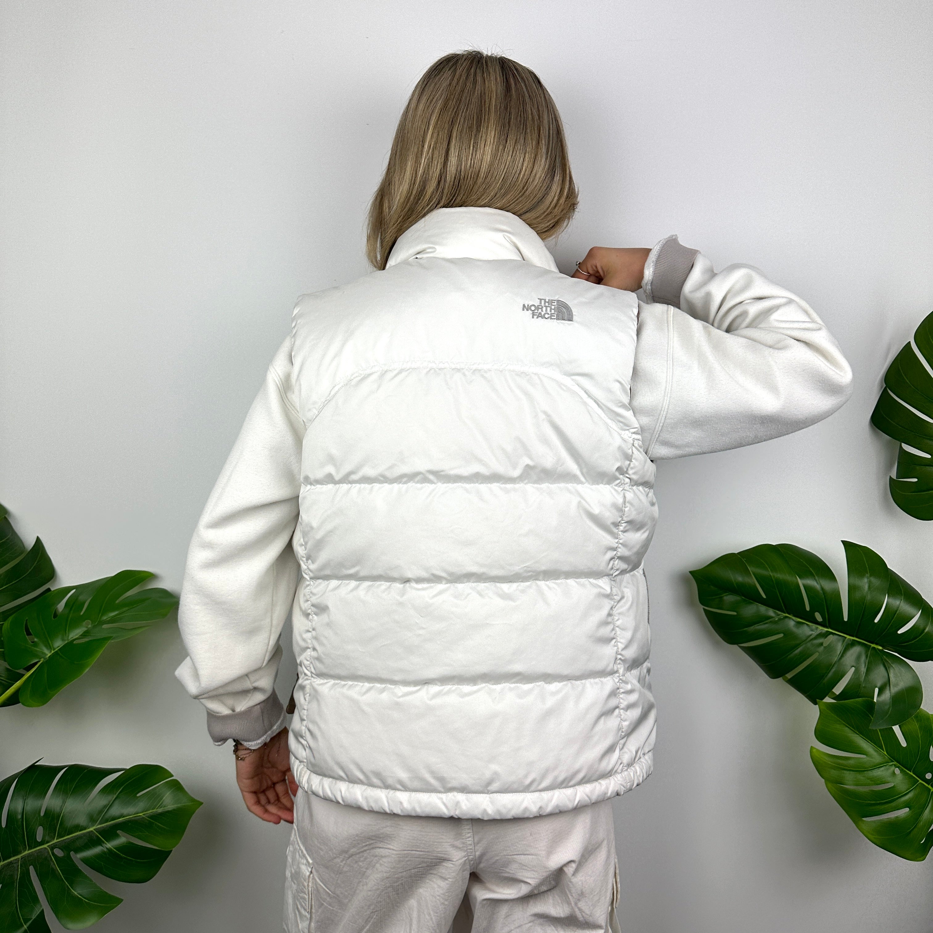 The North Face White Nuptse 700 Puffer Gilet (S)