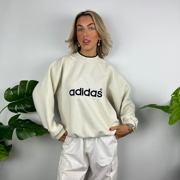 Adidas Equipment RARE Cream Embroidered Spell Out Sweatshirt (M)