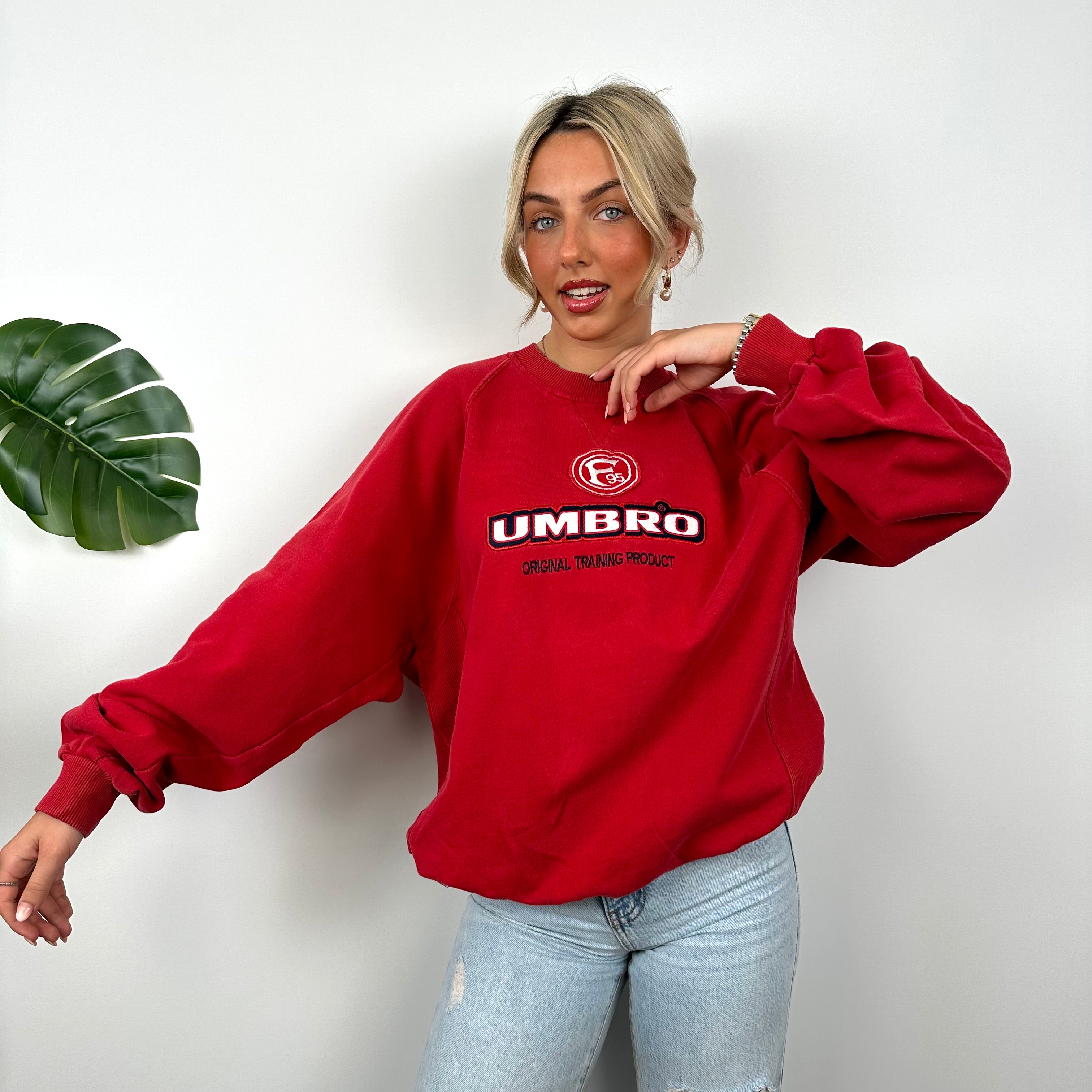 Umbro Red Embroidered Spell Out Sweatshirt (L)