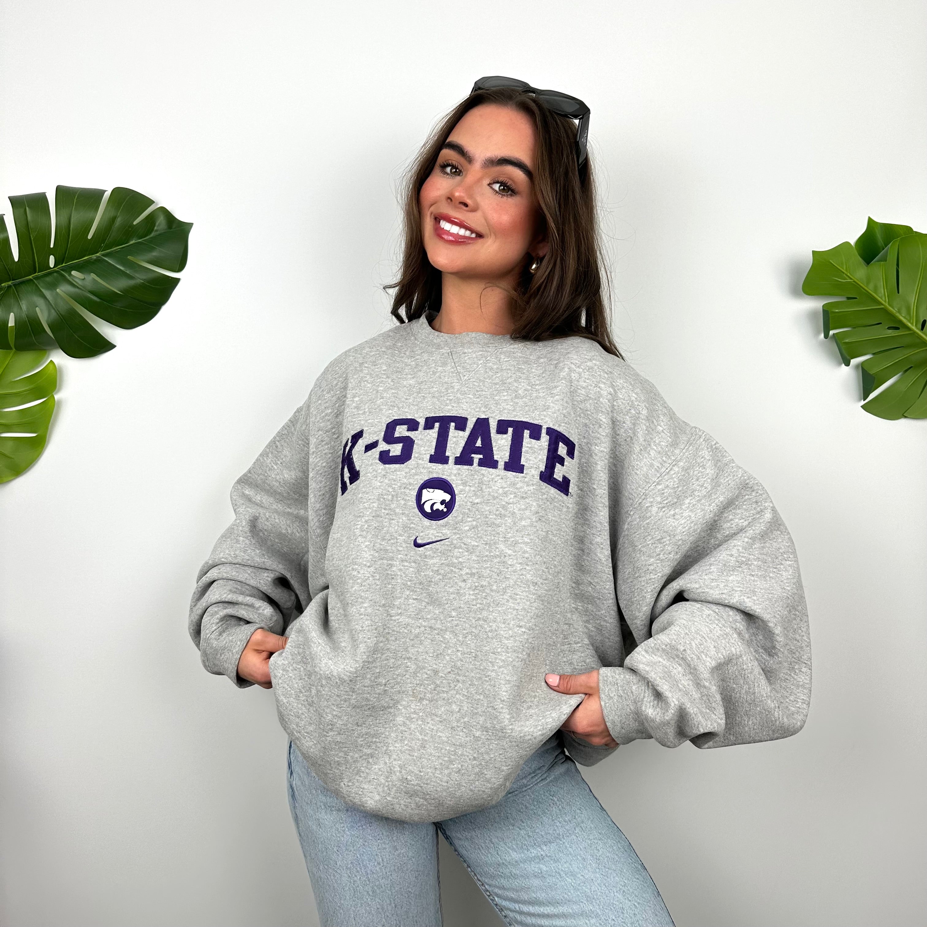 Nike x K State Grey Embroidered Spell Out Sweatshirt (M)