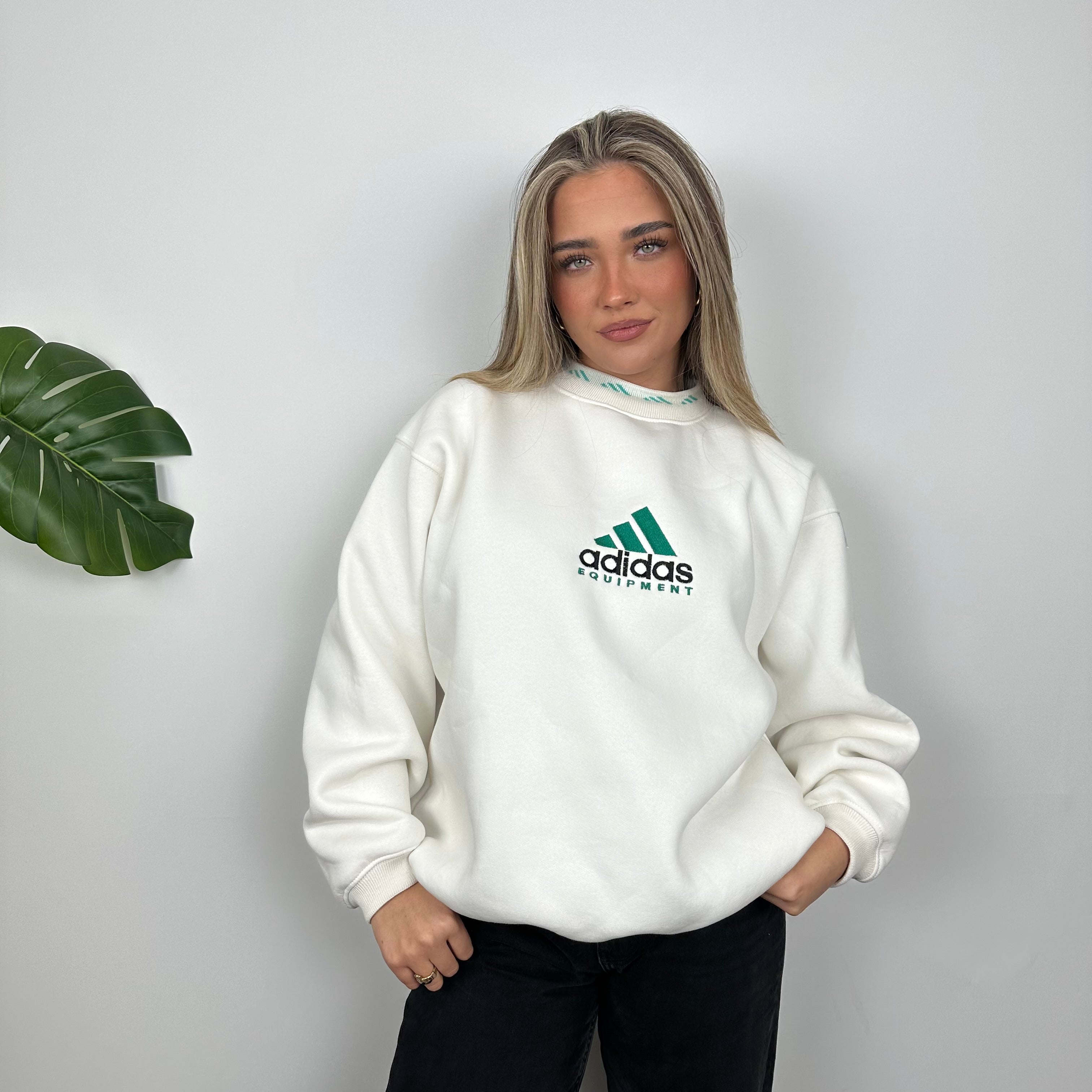 Adidas Equipment White Embroidered Spell Out Sweatshirt (M)