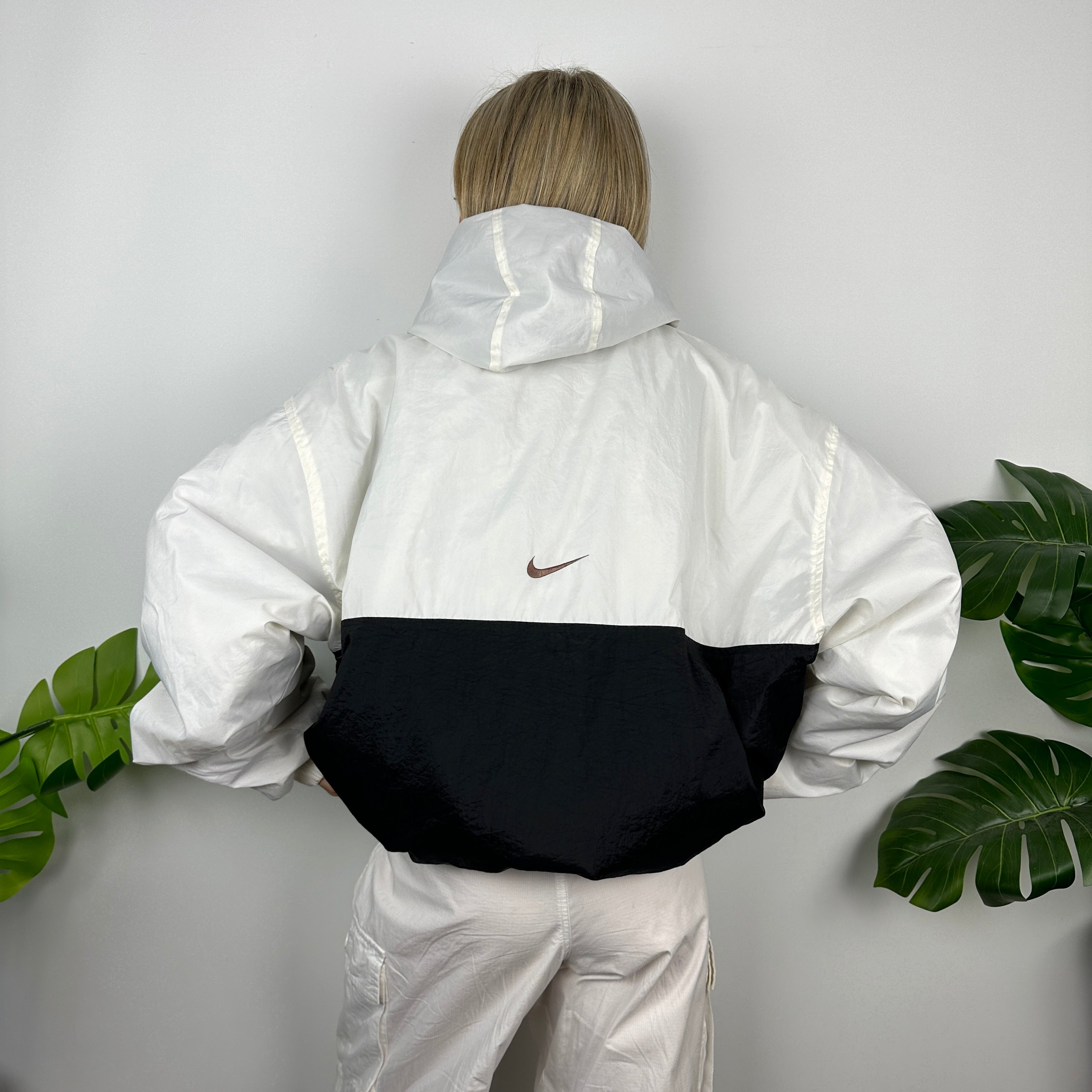 Nike RARE Black & White Embroidered Spell Out Padded Jacket (XXL)