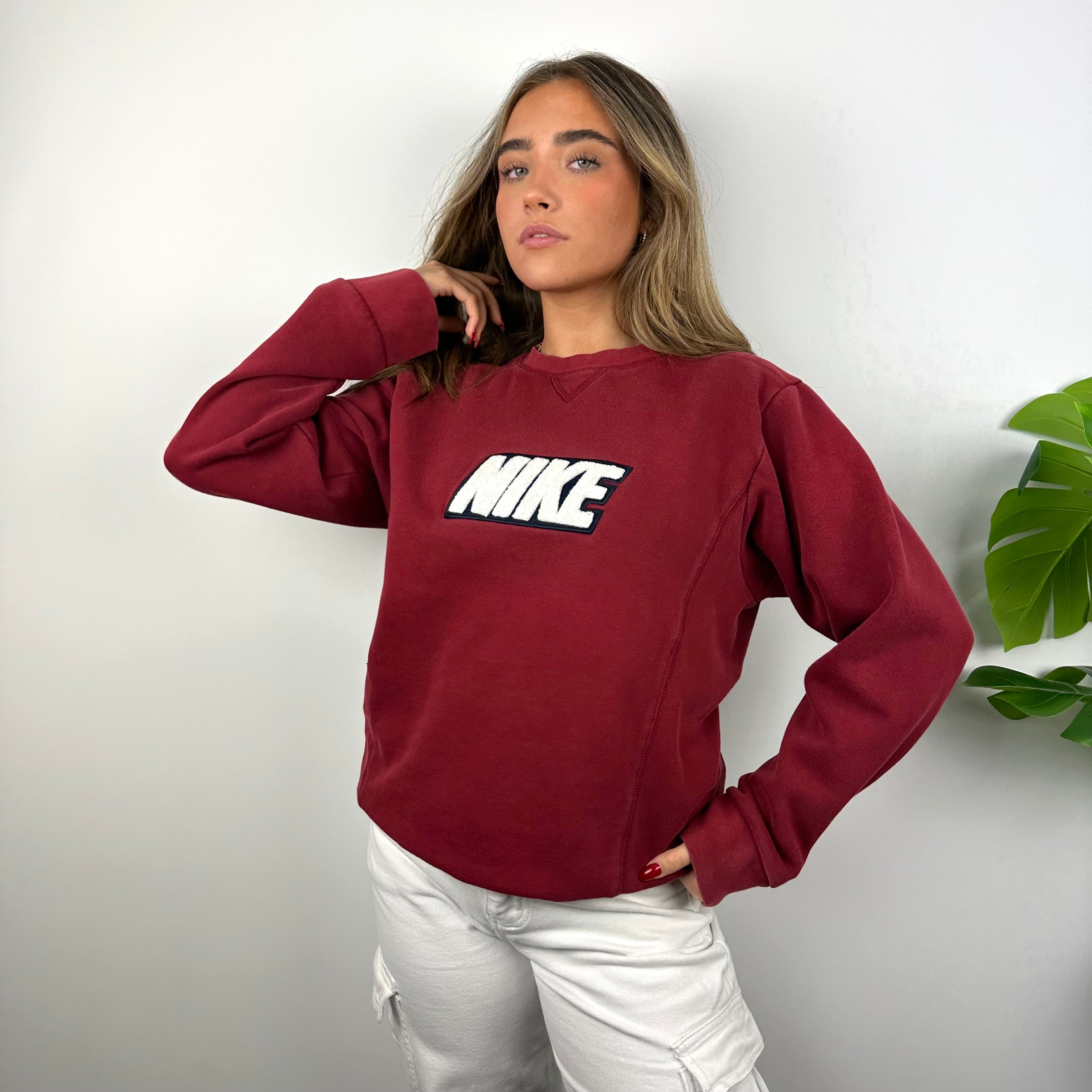 Nike Red Embroidered Spell Out Sweatshirt (M)