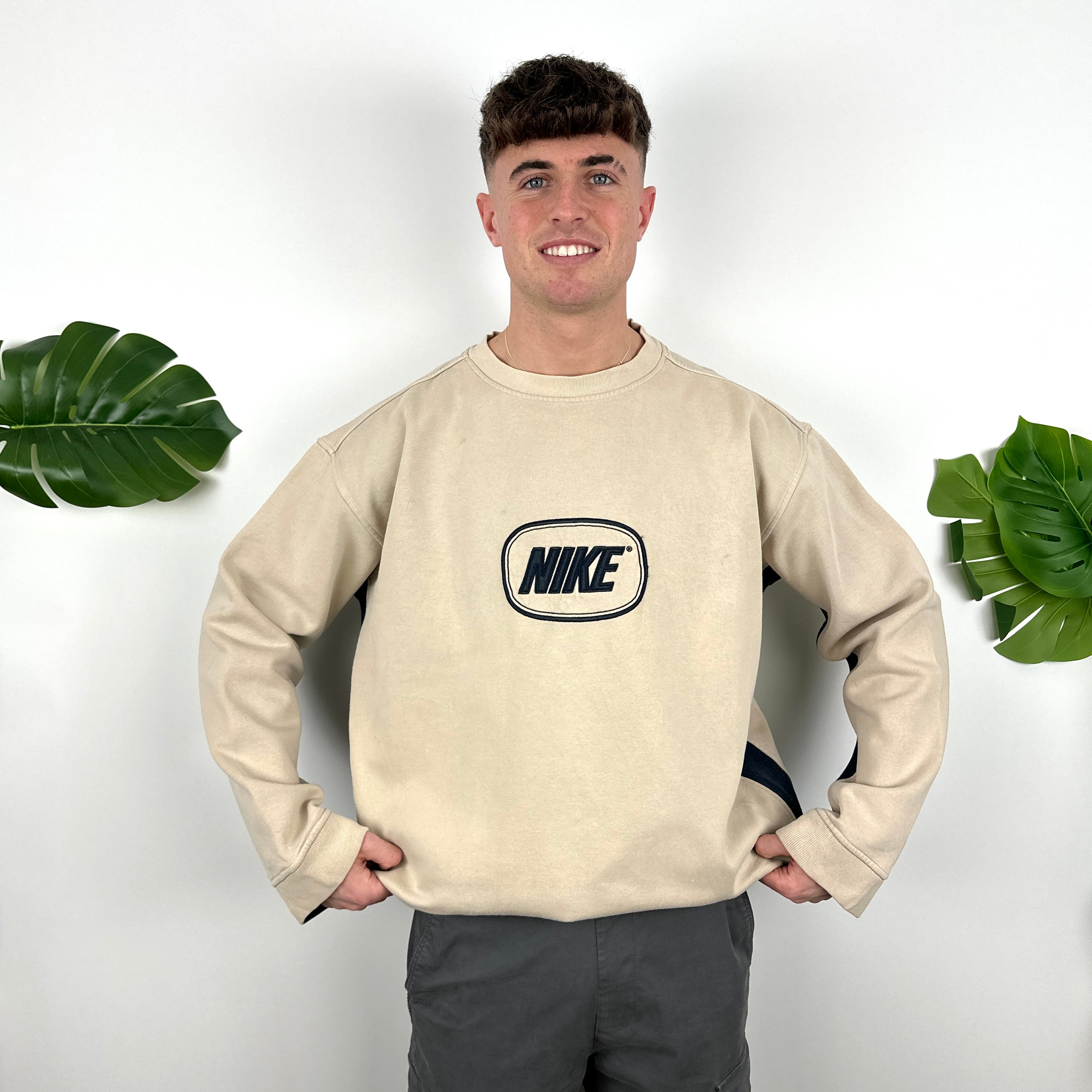 Nike Cream Embroidered Spell Out Sweatshirt (XXL)