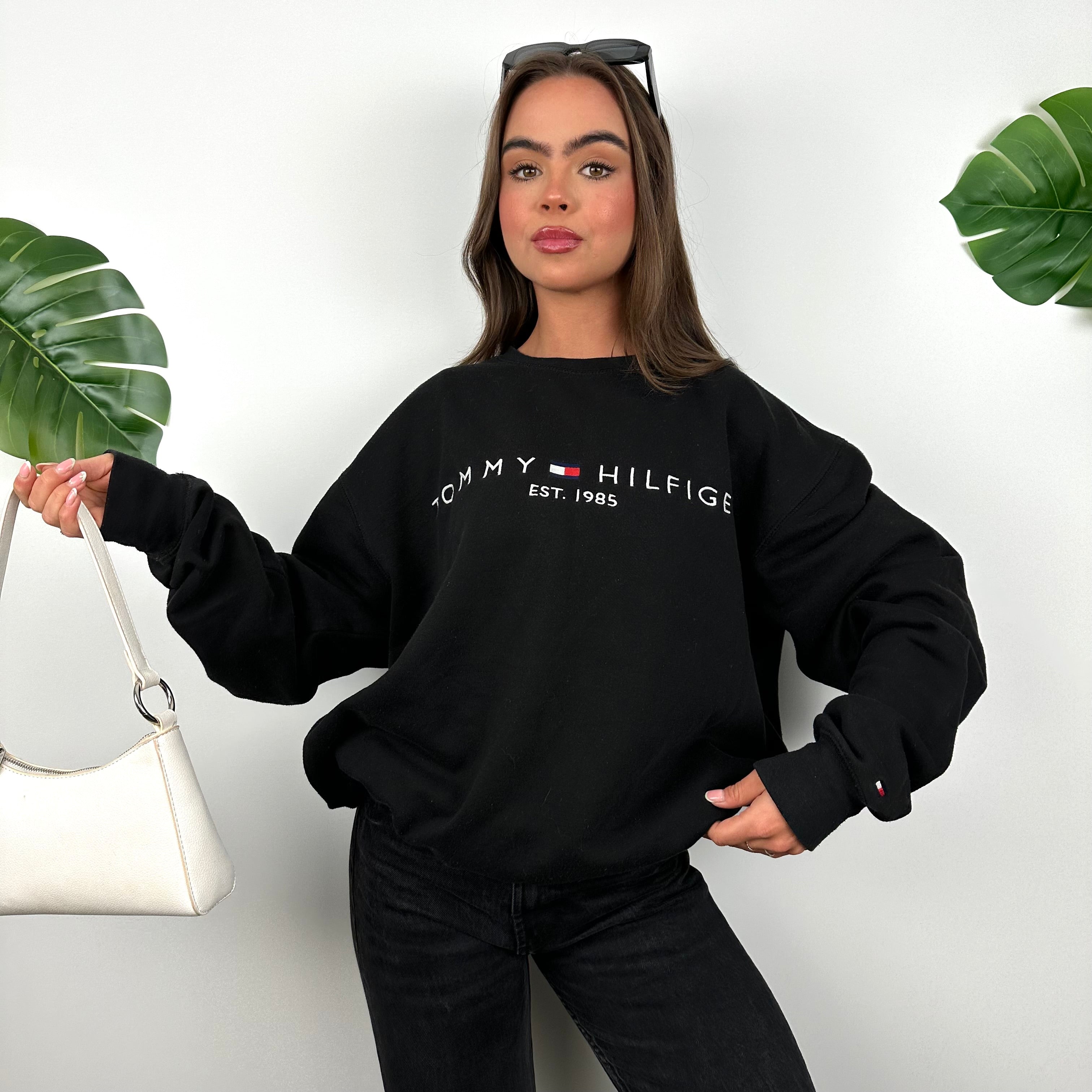 Tommy Hilfiger Black Embroidered Spell Out Sweatshirt (L)