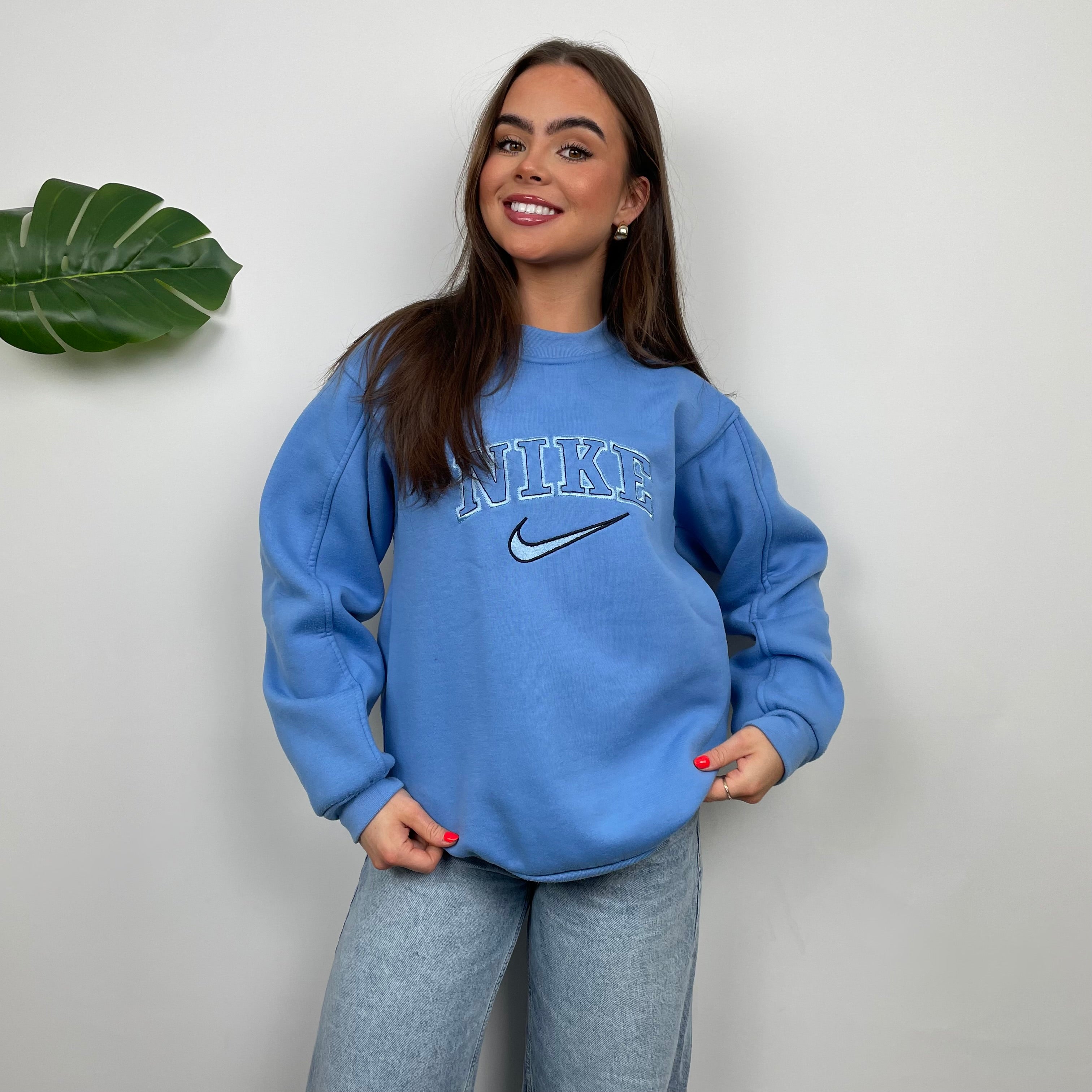 Nike Baby Blue Embroidered Spell Out Sweatshirt (L)