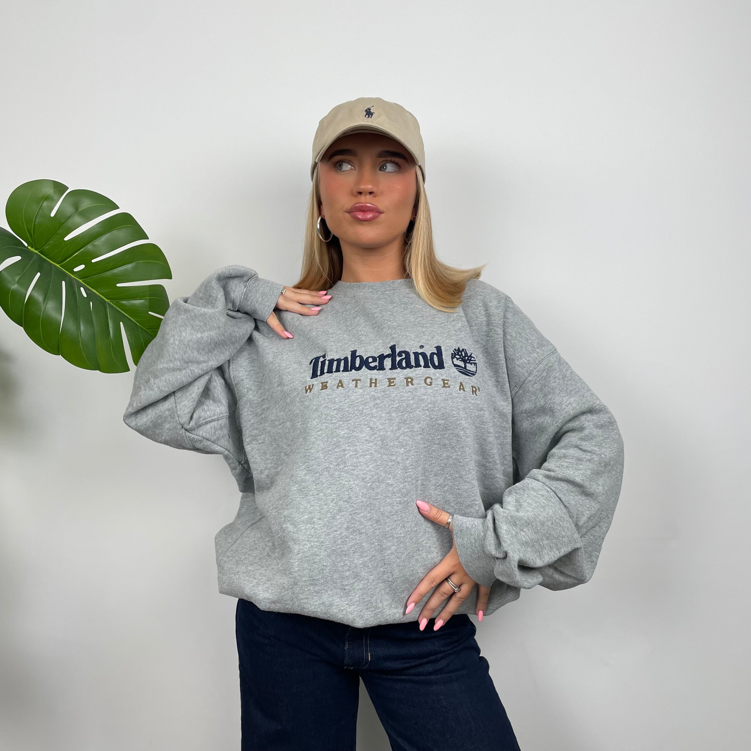 Timberland Grey Embroidered Spell Out Sweatshirt (XXL)