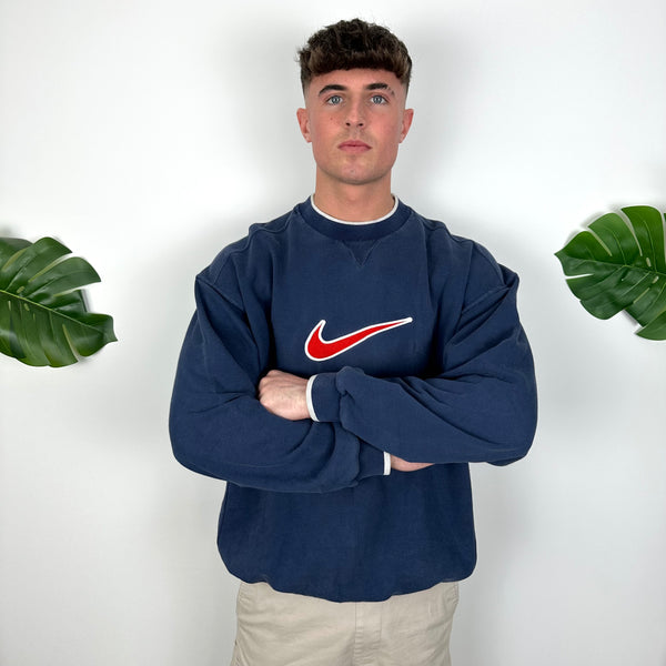 Nike Navy Embroidered Centre Swoosh Sweatshirt (M)